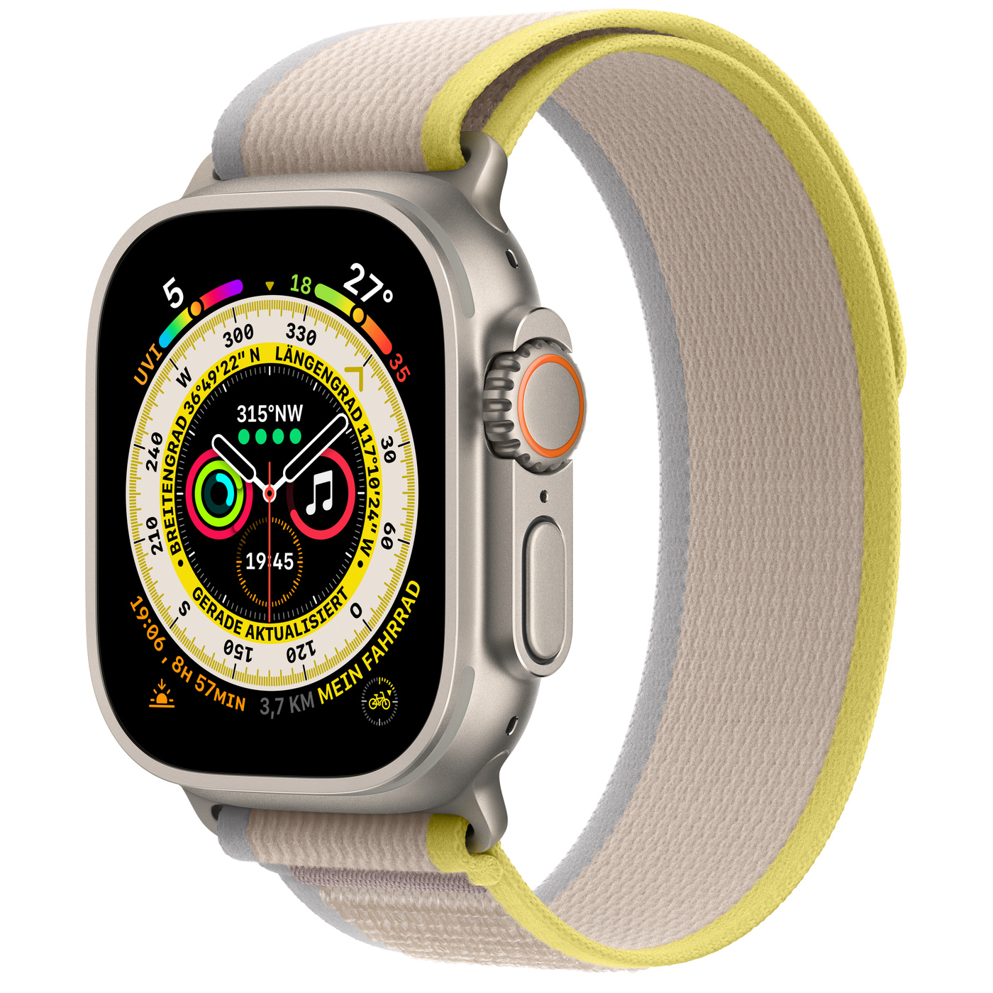 Apple Watch Ultra CEL 49mm Ti tan + Yellow/Beige Trail S/M