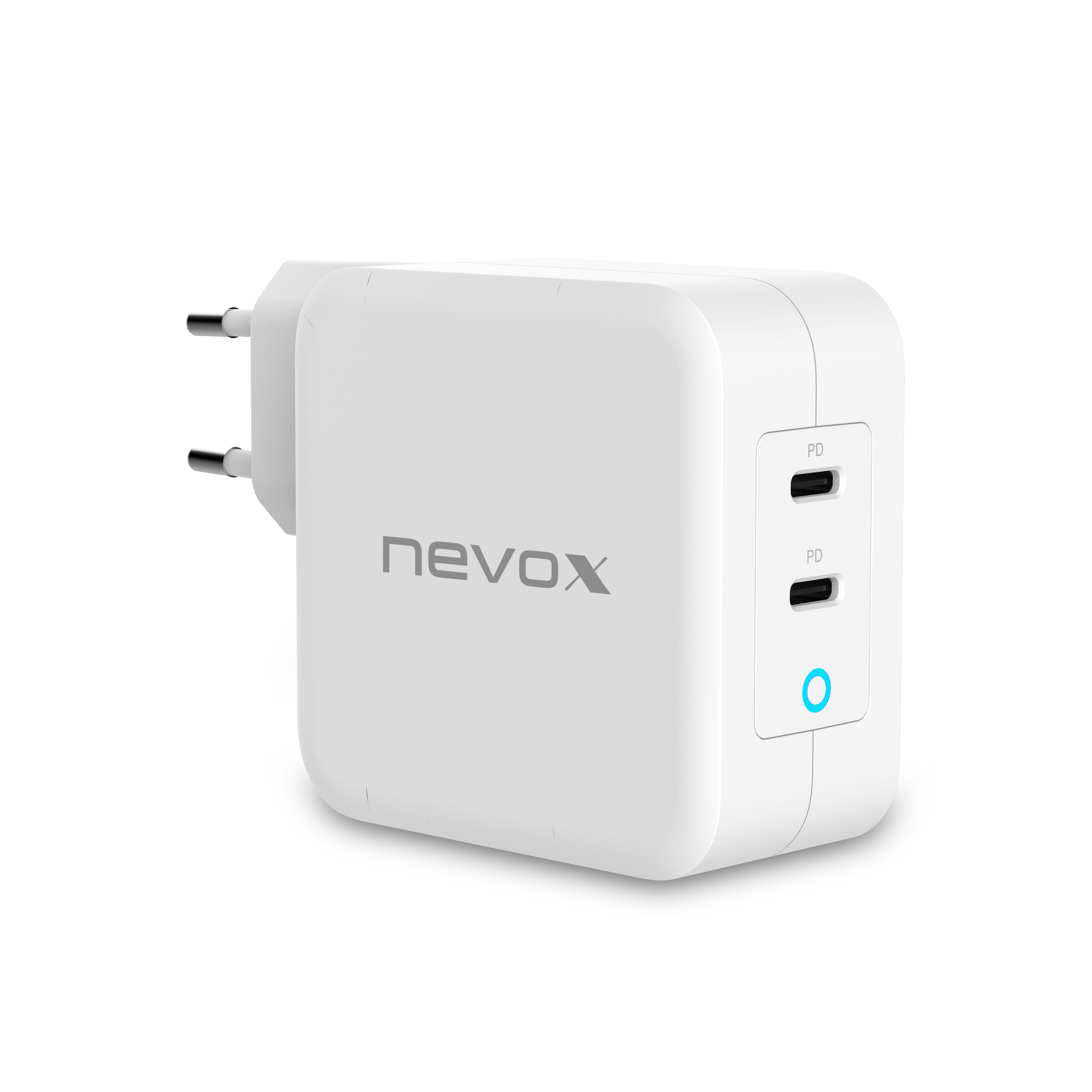Nevox 100 W Dual USB-C PD Ladegerät GaN, weiß