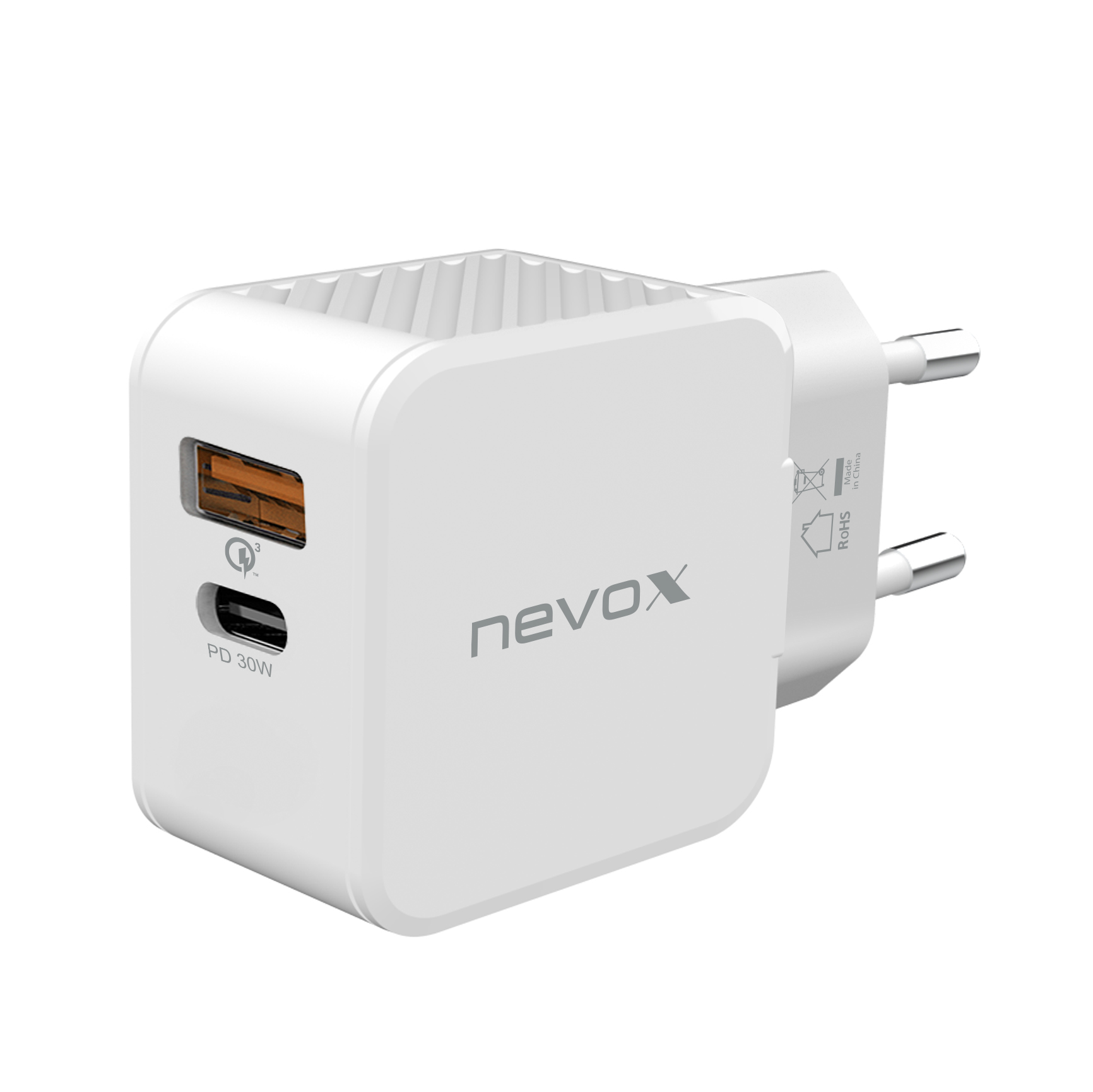 Nevox USB PD Type C + QC 3.0 Ladegerät 30 W, weiß
