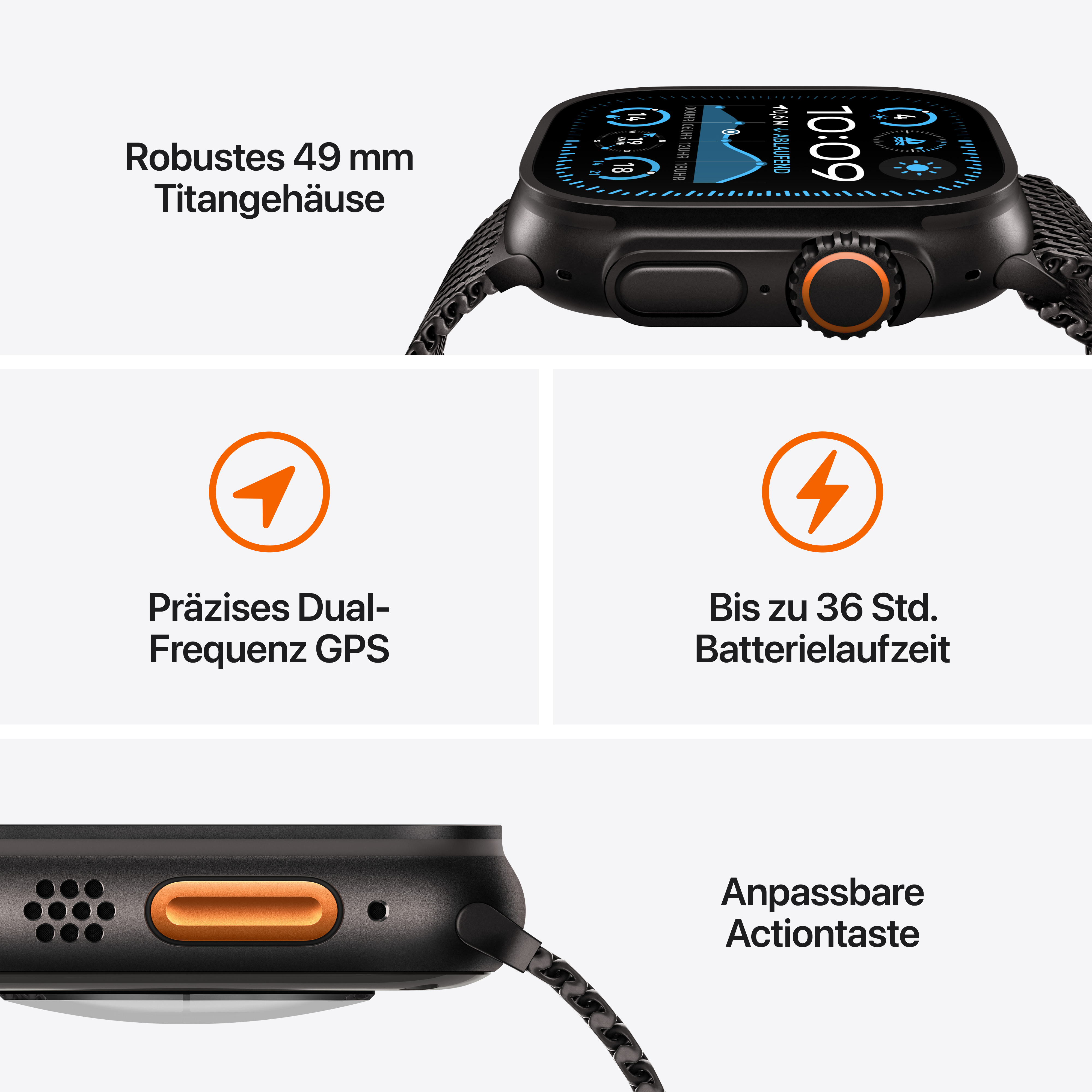Apple Watch Ultra 2 Cel 49mm B-Titan w. Black Trail Loop S/M Apple Watch Ultra 2 Cel 49mm B-Titan w. Black Trail Loop S/M