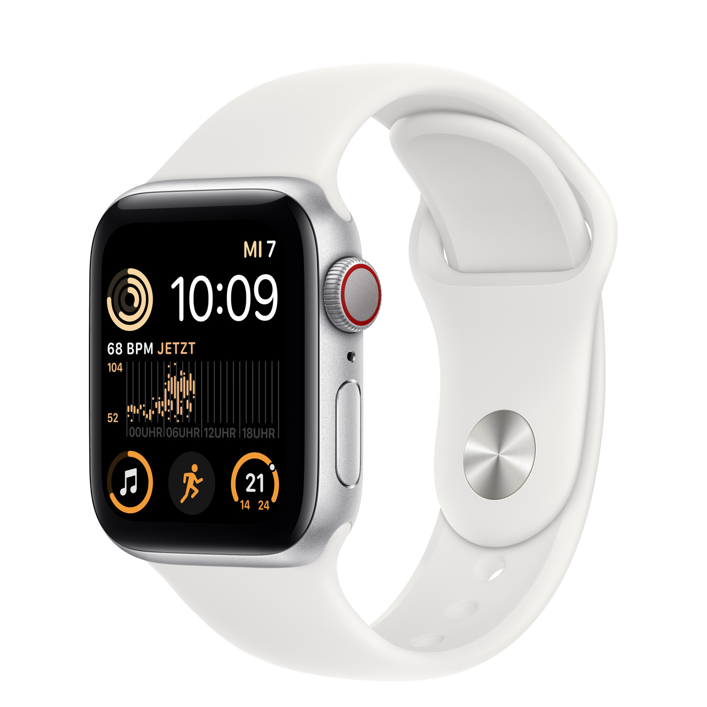 Apple Watch SE CEL 40mm Alu S ilver + White Sport Band 