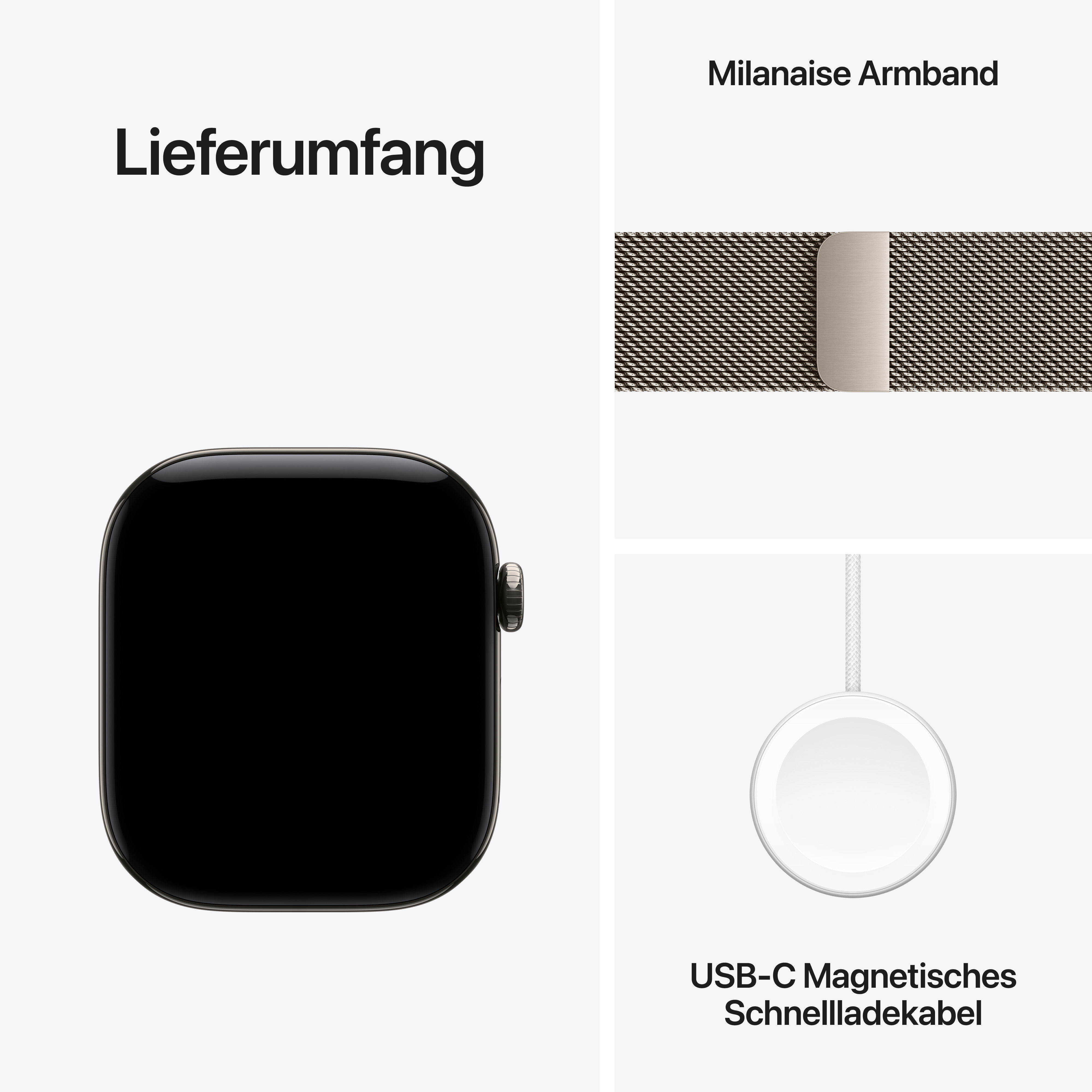 Apple Watch S12 Cell. 46mm Natural Titanium Case with Natural Milanese Loop S/M