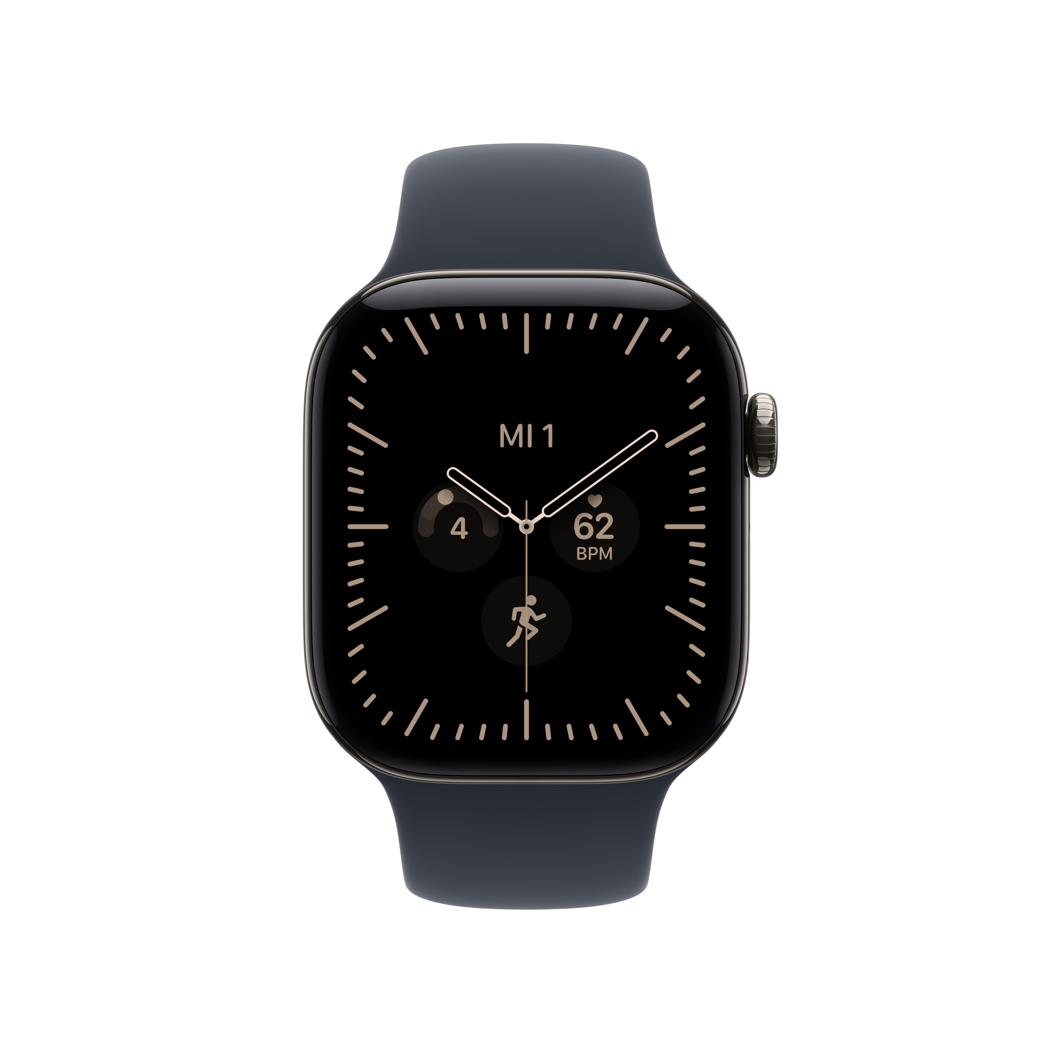 Apple Watch S12 Cell. 42mm Natural Titanium Case with Navy Blue Sport Band S/M