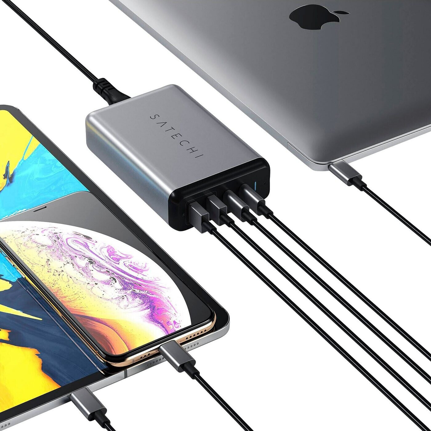 Satechi 75W Dual Type-C PD Travel Charger space gray Satechi 75W Dual Type-C PD Travel Charger space gray