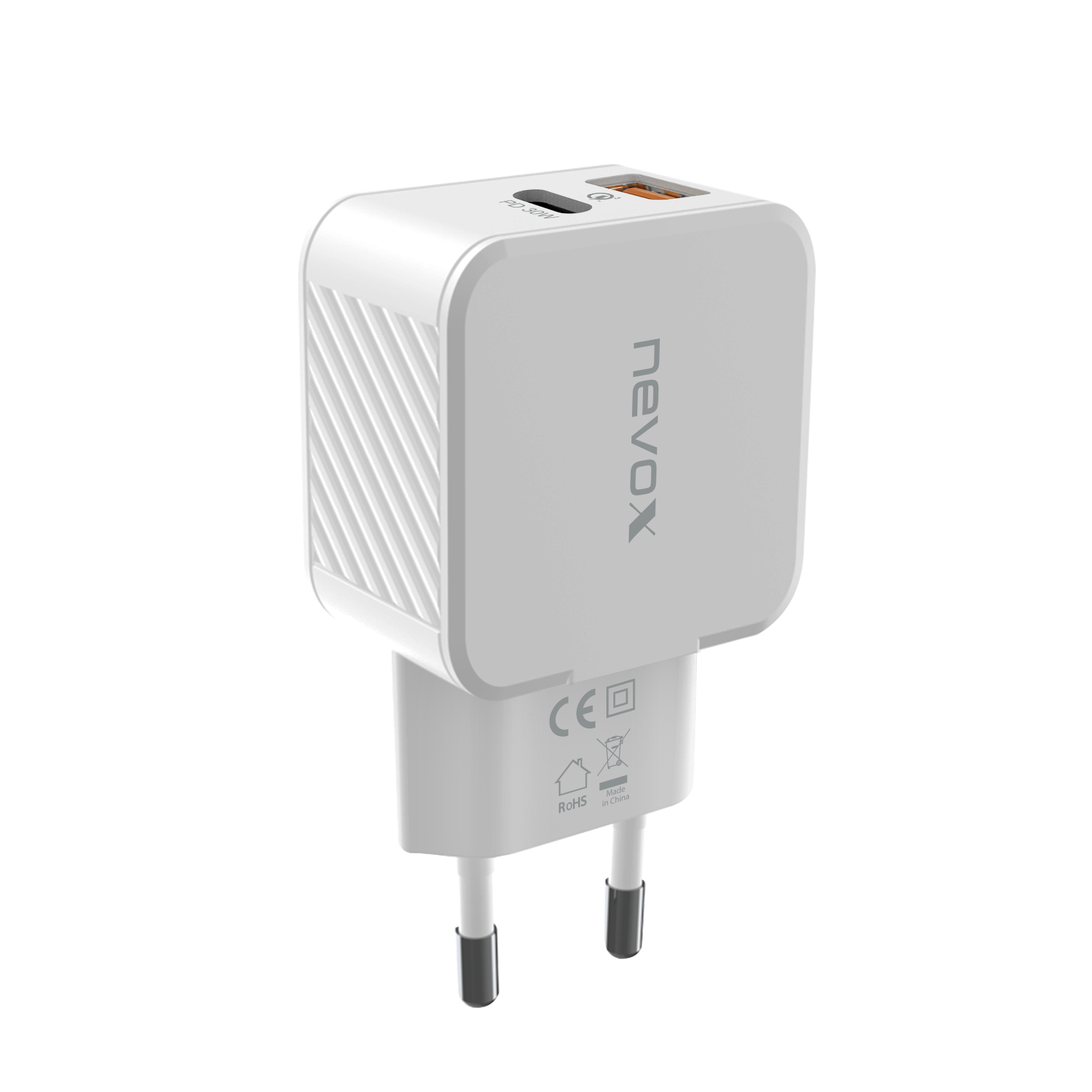 Nevox USB PD Type C + QC 3.0 Ladegerät 30 W, weiß