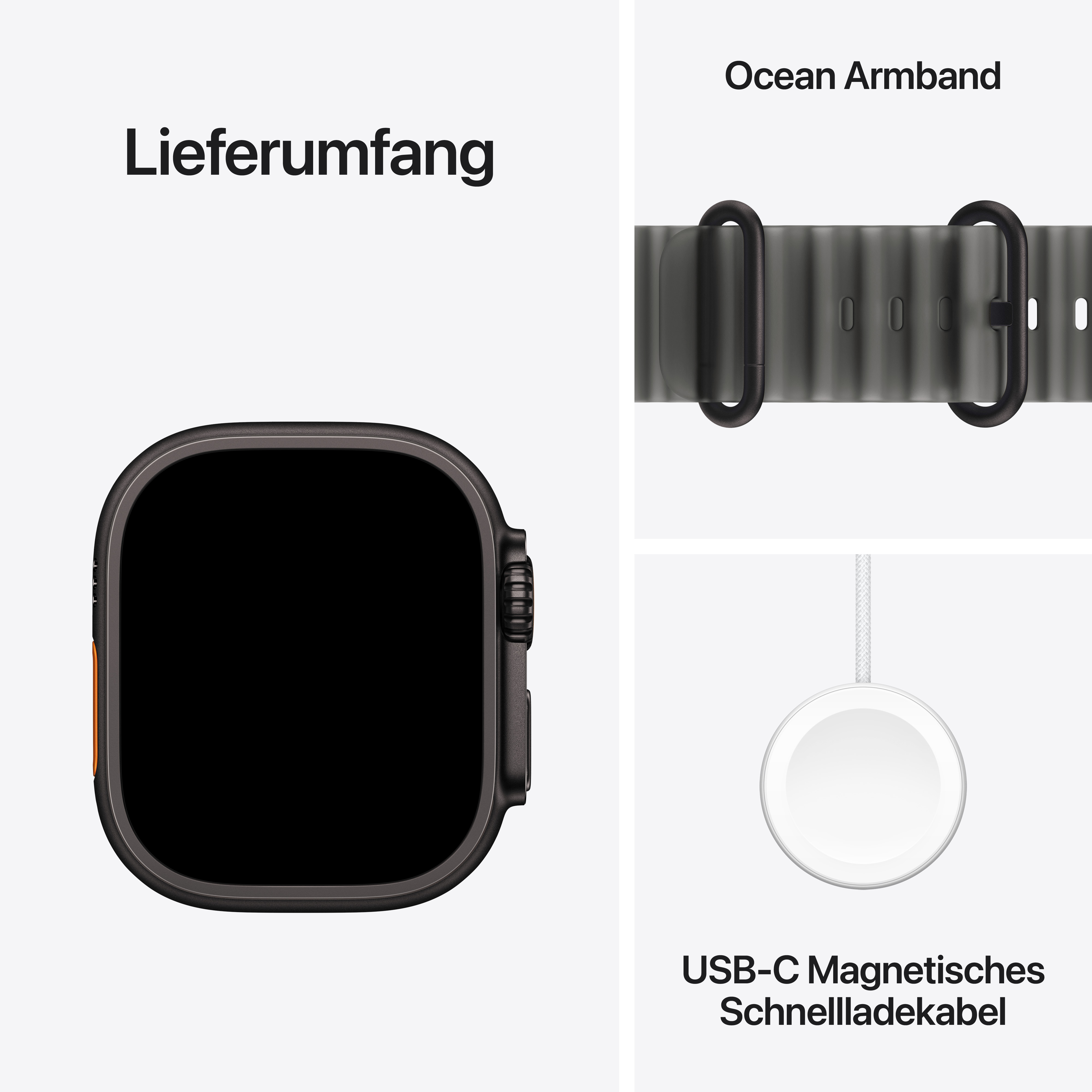 Apple Watch Ultra 4 Cell. 49 mm Black Titanium Case with Translucent Black Ocean Band