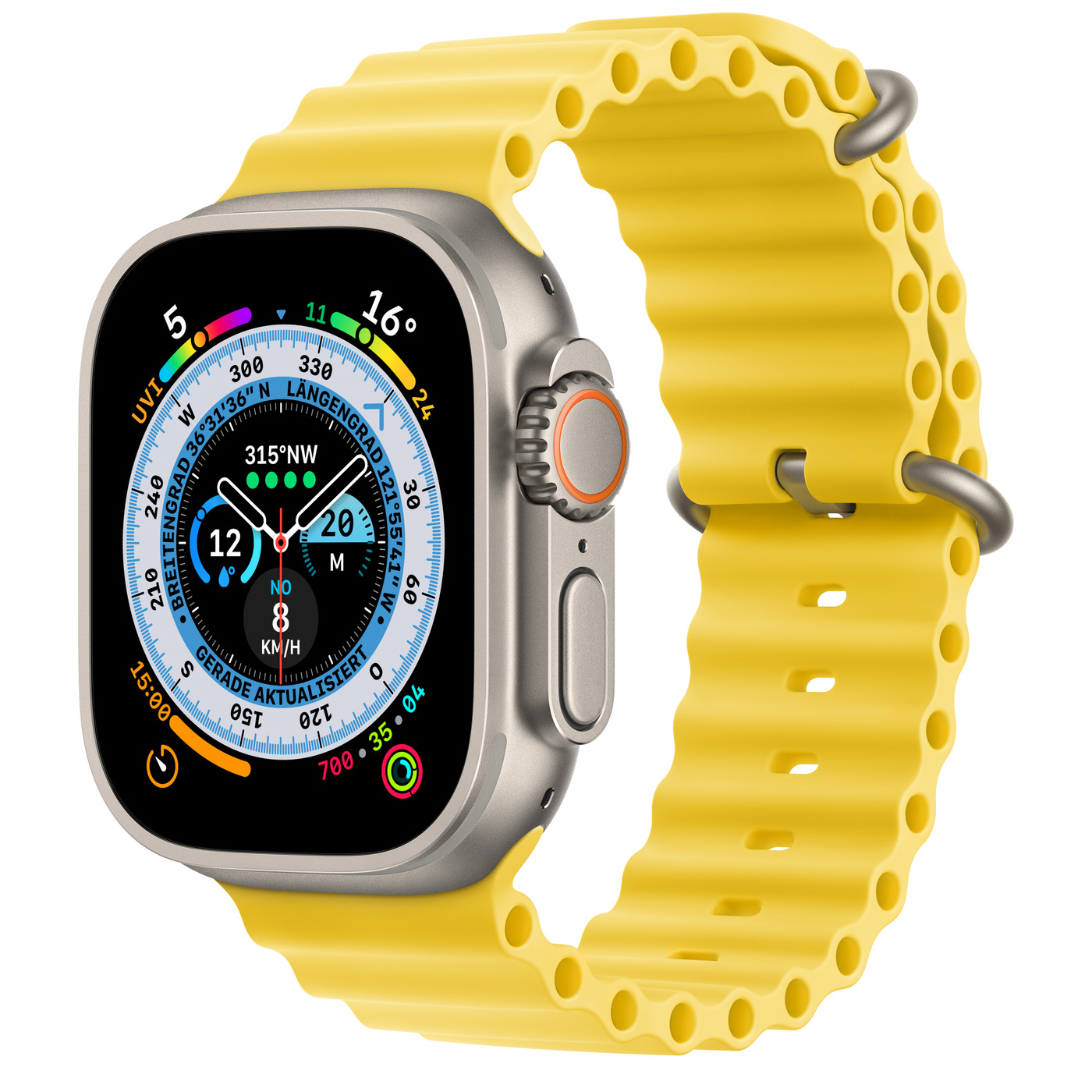 Apple Watch Ultra CEL 49 mm Titan + Yellow Ocean Band 