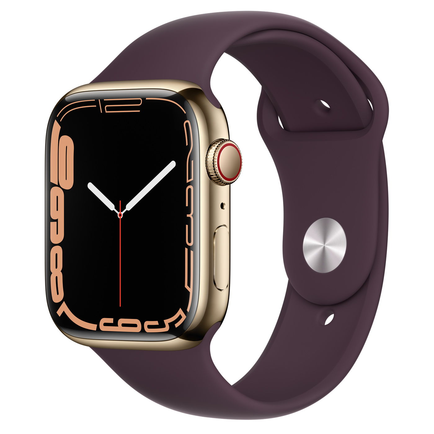 Apple Watch Ser7 Steel GPS+Ce ll Gold 45mm Dark Cherry Sp