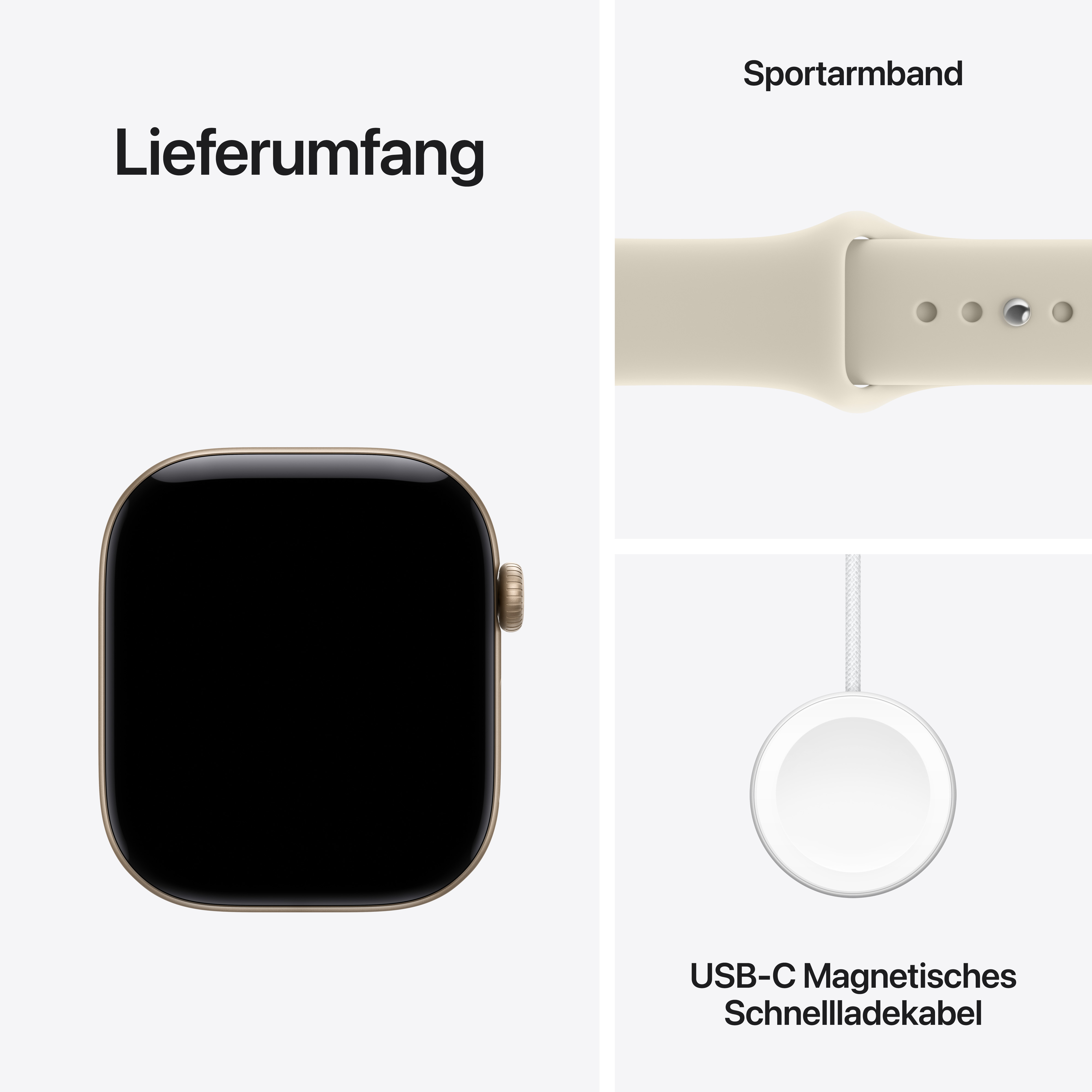 Apple Watch S12 GPS 46mm Light Gold Alu Case with Sand Sport Band M/L