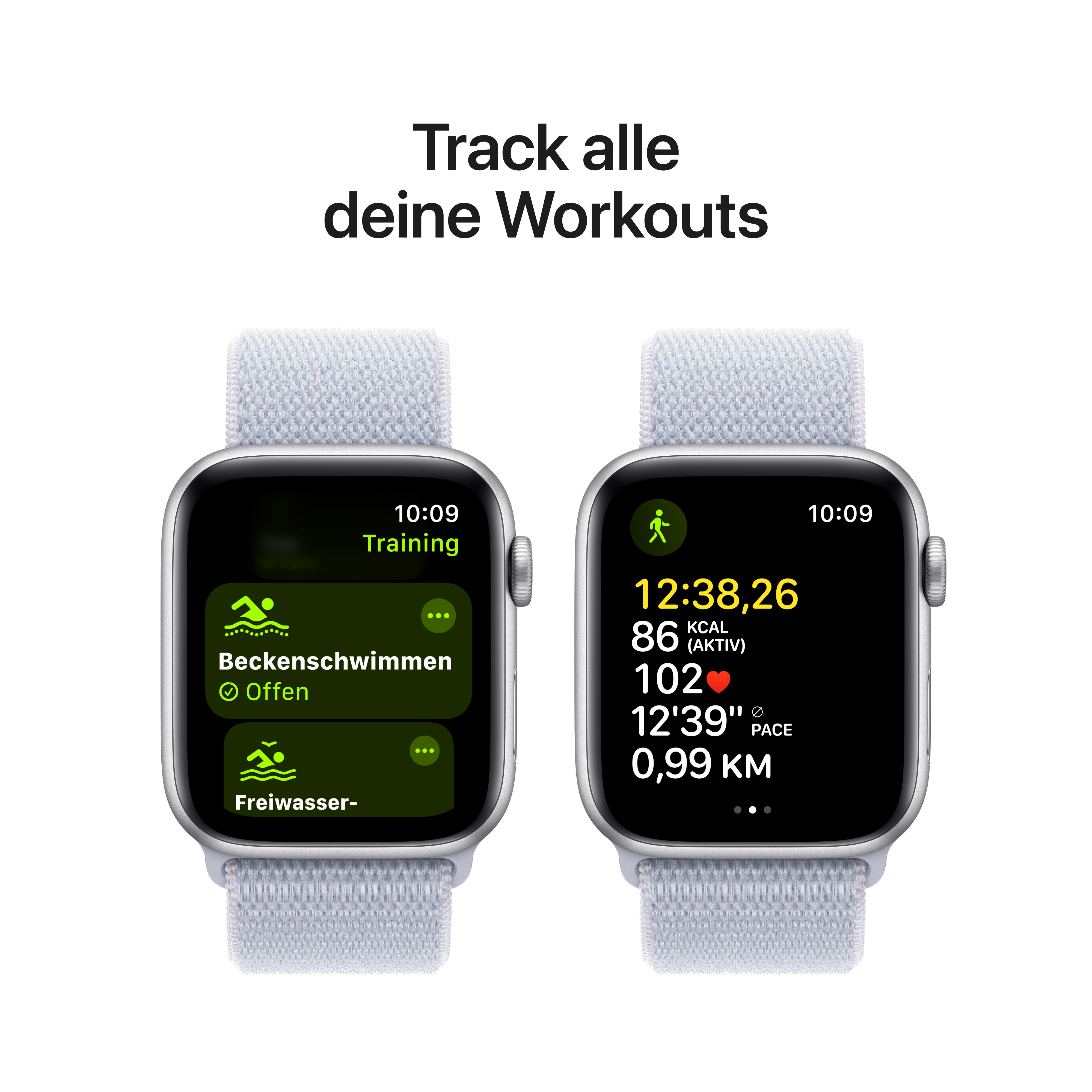 Apple Watch SE GPS 44mm Alu Silver Blue Cloud Sport Loop