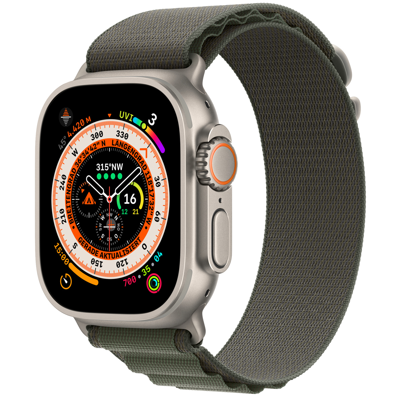 Apple Watch Ultra CEL 49 mm Titan + Green Alpine - Medium