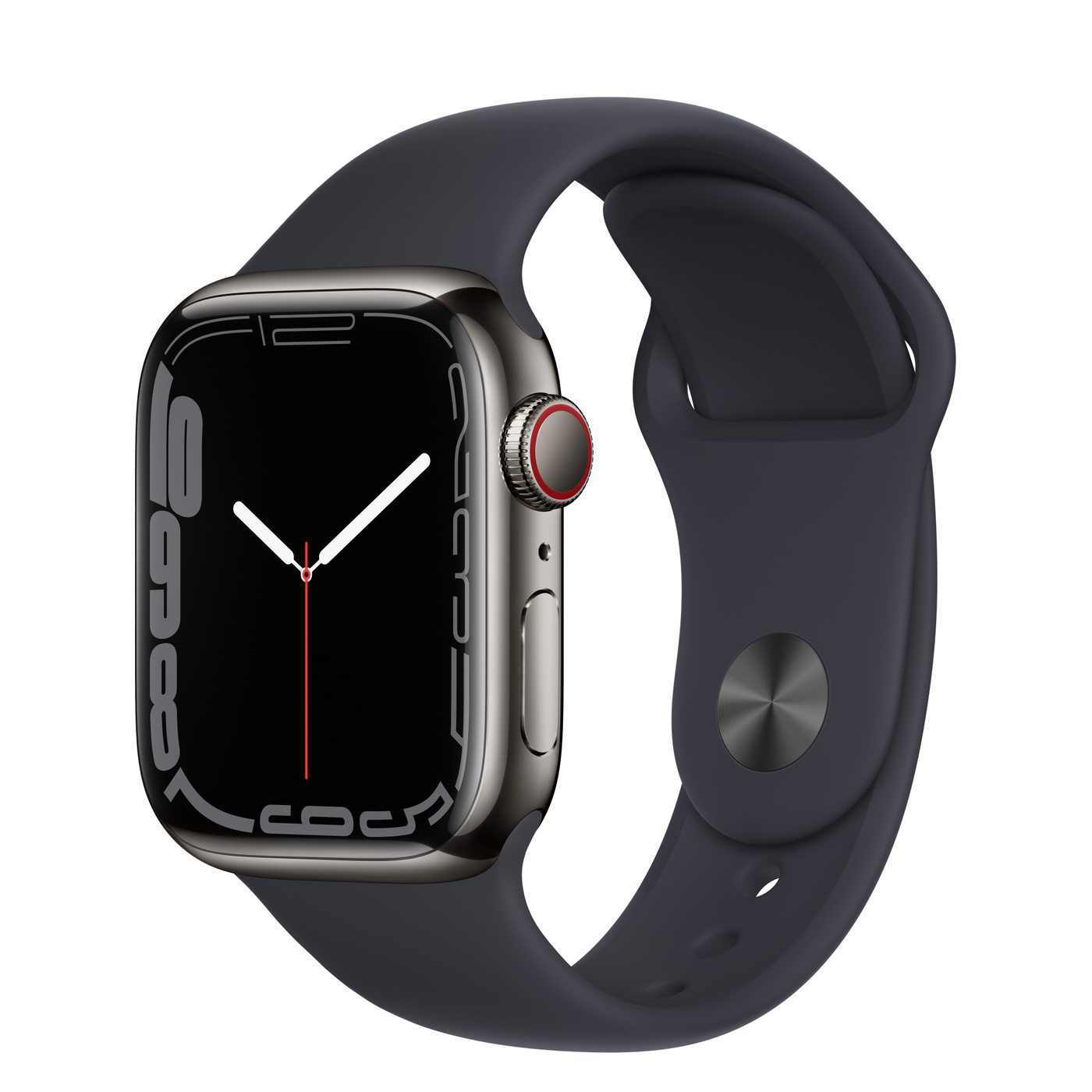 Apple Watch Ser7 Steel GPS + Cell Graphite 41mm mit Midnight Sport Band Regular