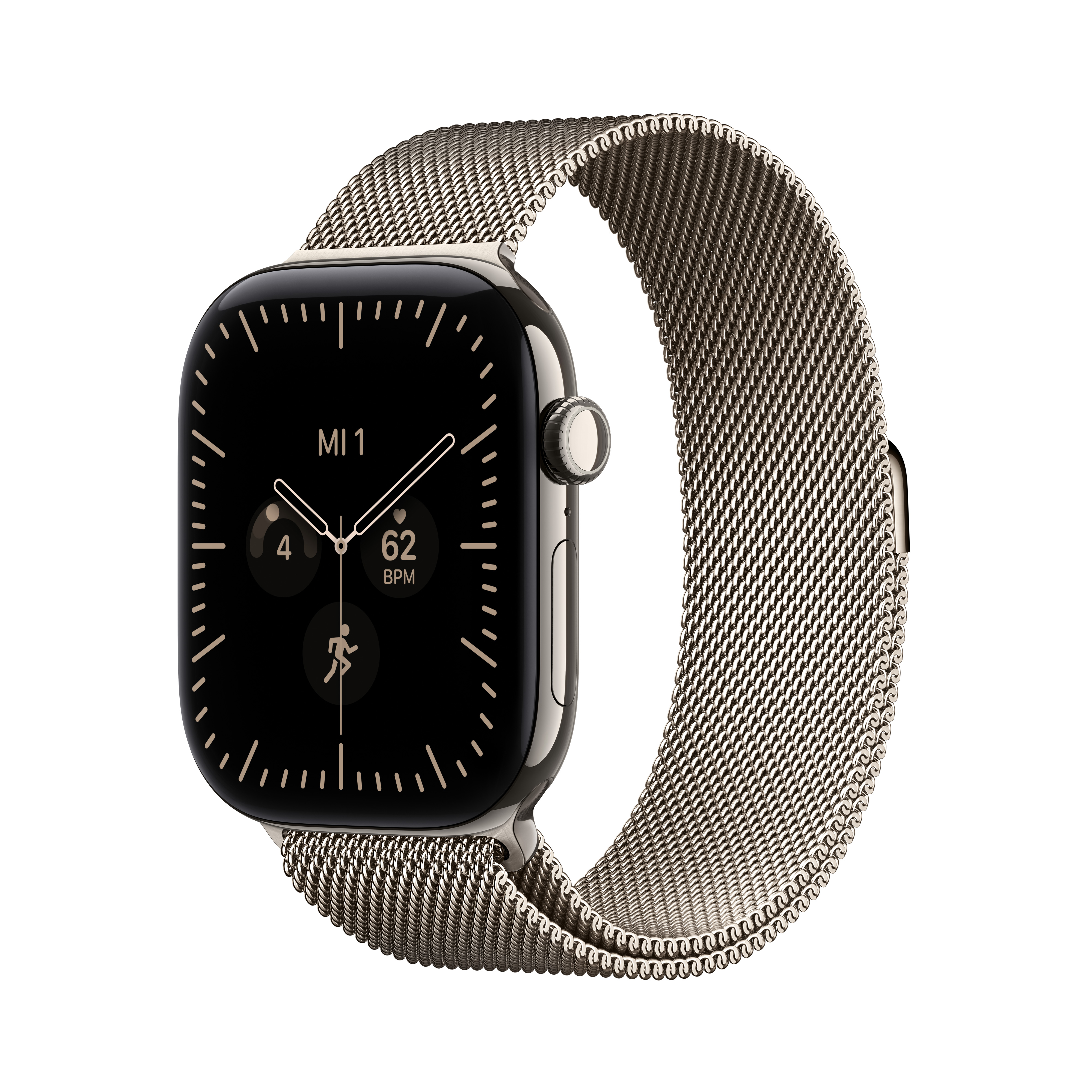 Apple Watch S12 Cell. 46mm Natural Titanium Case with Natural Milanese Loop S/M