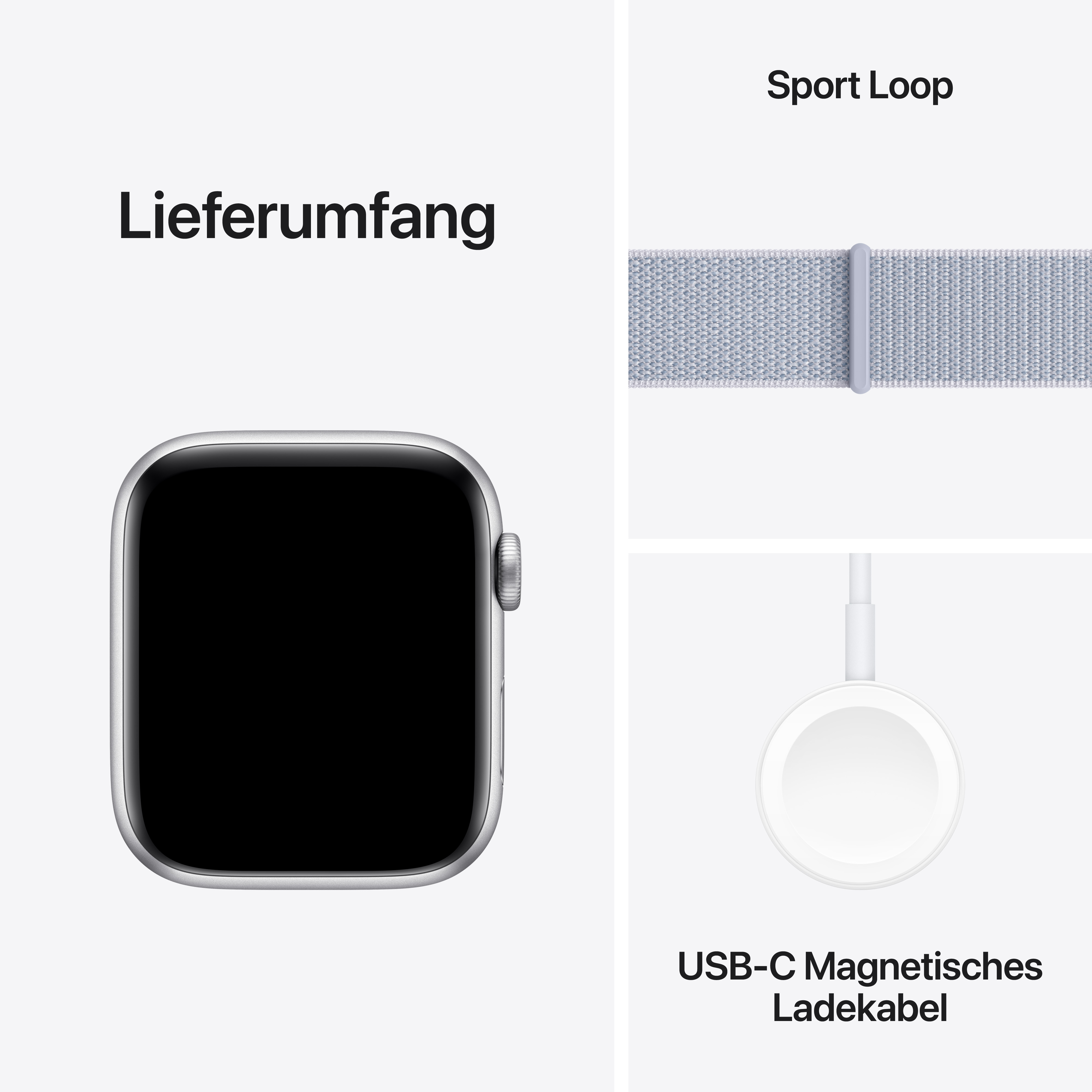 Apple Watch SE GPS 44mm Alu Silver Blue Cloud Sport Loop