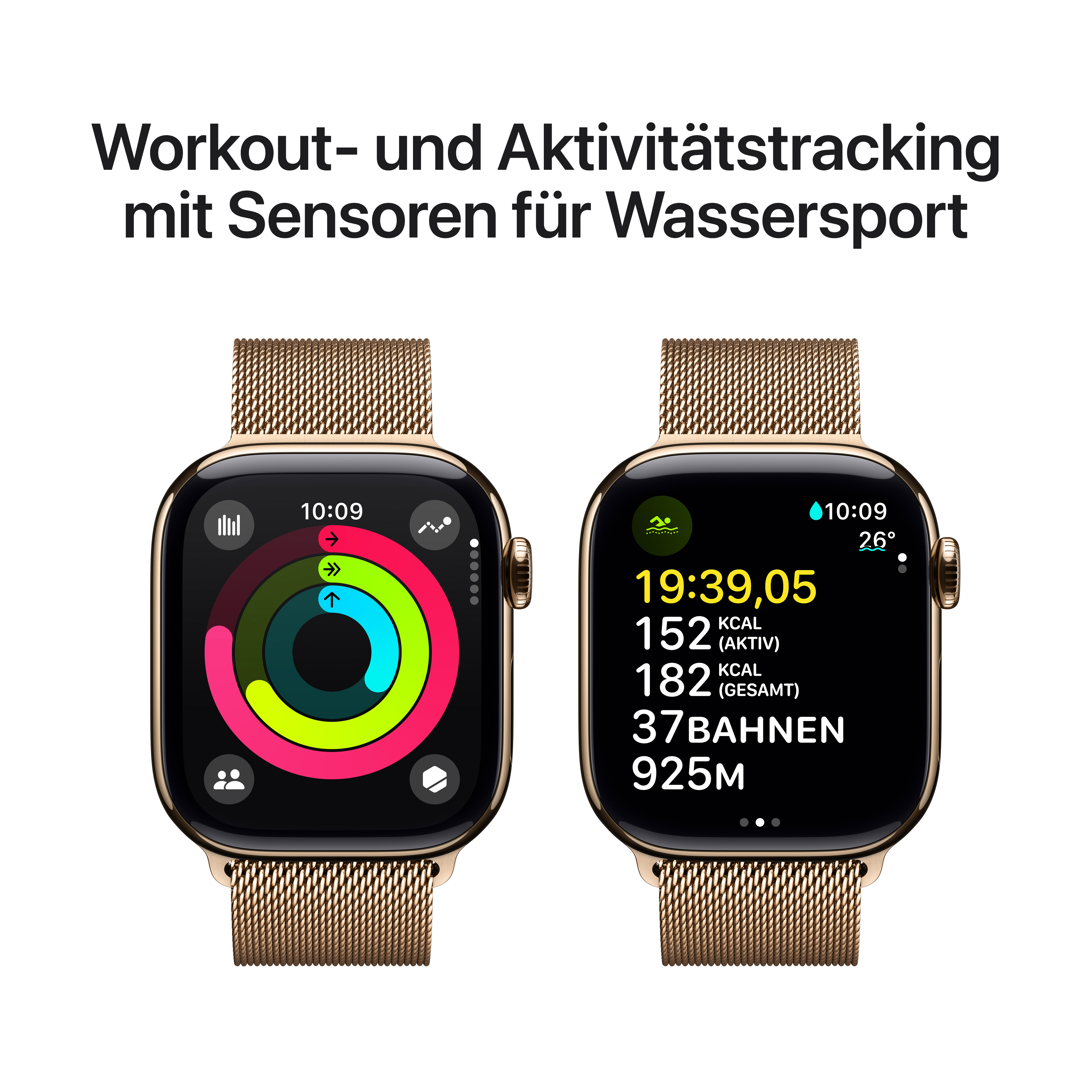 Apple Watch S10 Cel 42mm Gold Titan Gold Milanese Loop