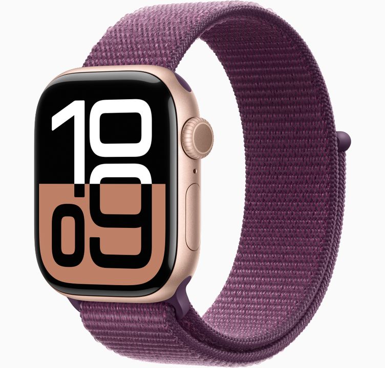 Apple Watch S10 Cel 42mm Alu Rose Gold Plum Sport Loop