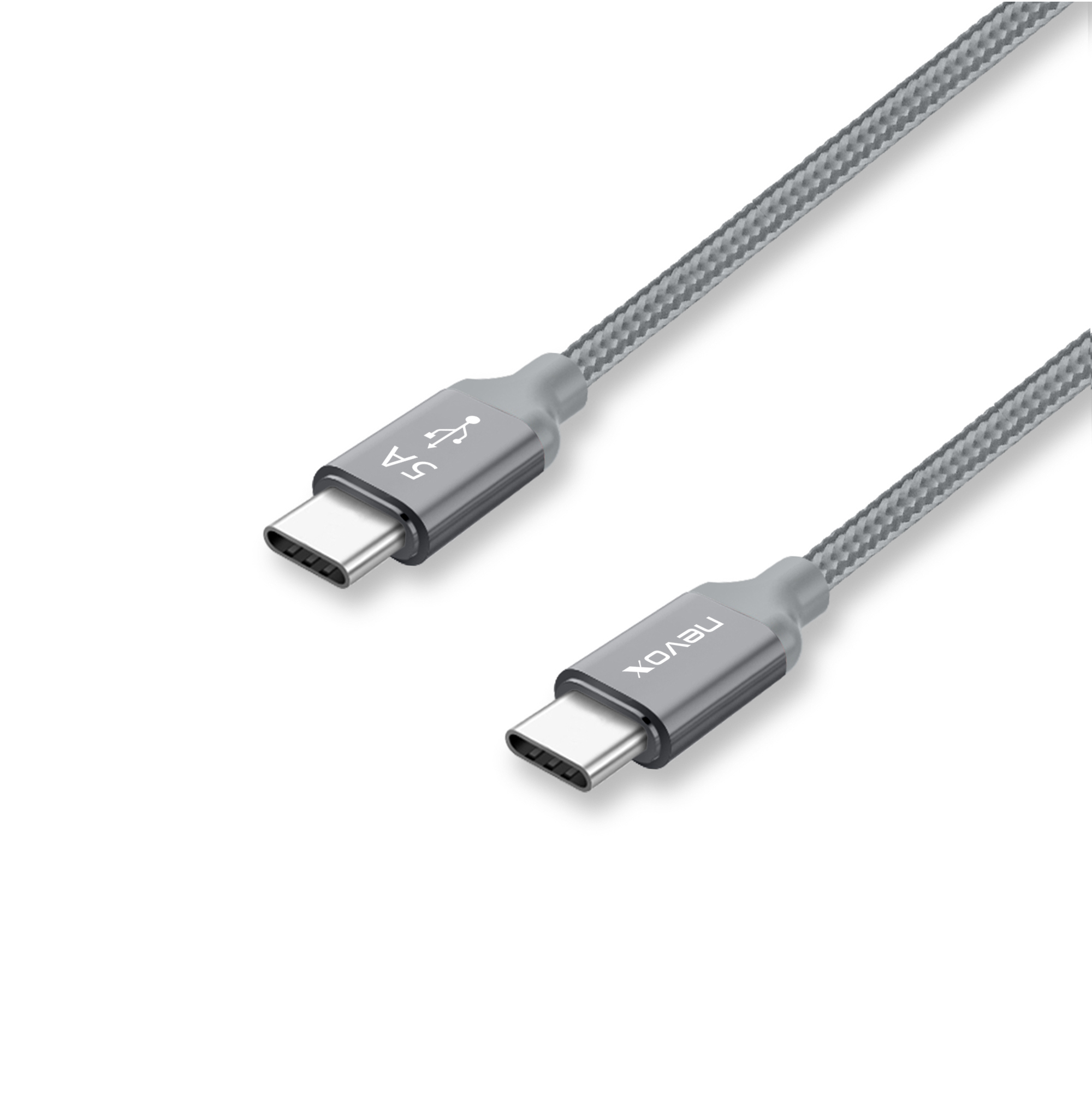 Nevox USB-C/USB-C Kabel Nylon silbergrau 1.0 m
