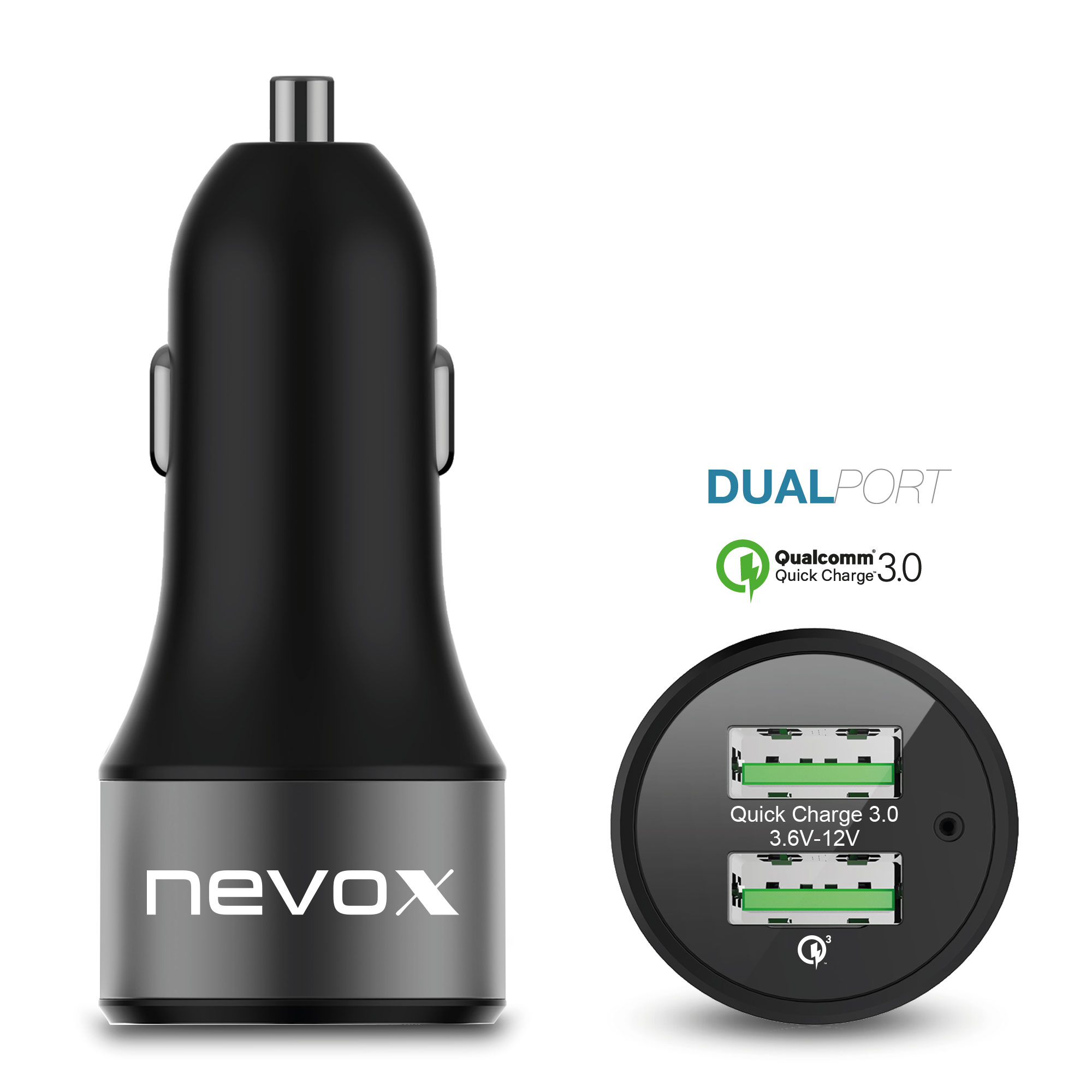 Nevox USB Dual Port QC3.0 Kfz Ladegeraät 36 Watt schwarz