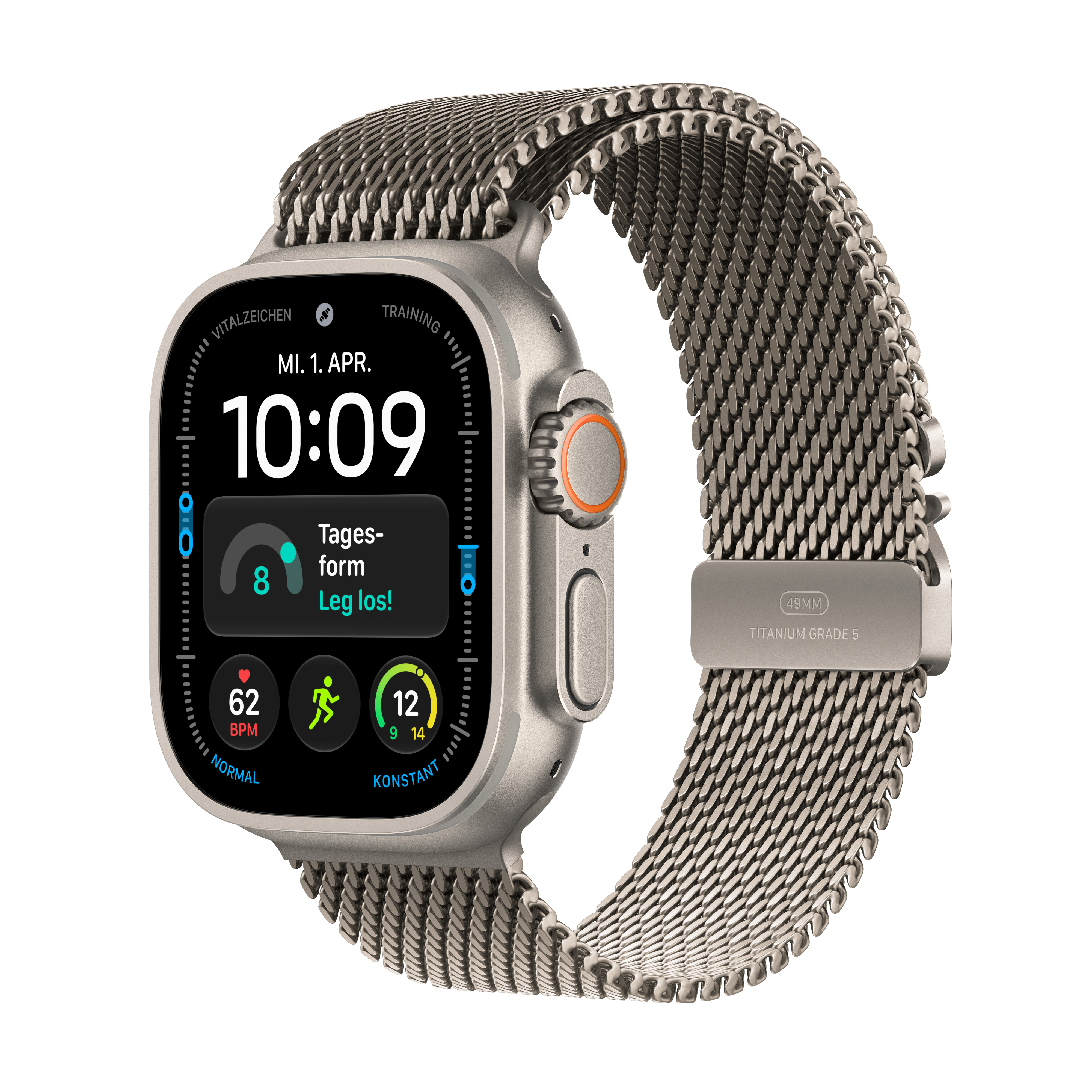 Apple Watch Ultra 4 Cell. 49mm Natural Titanium Case with Natural Titanium Milanese Loop S