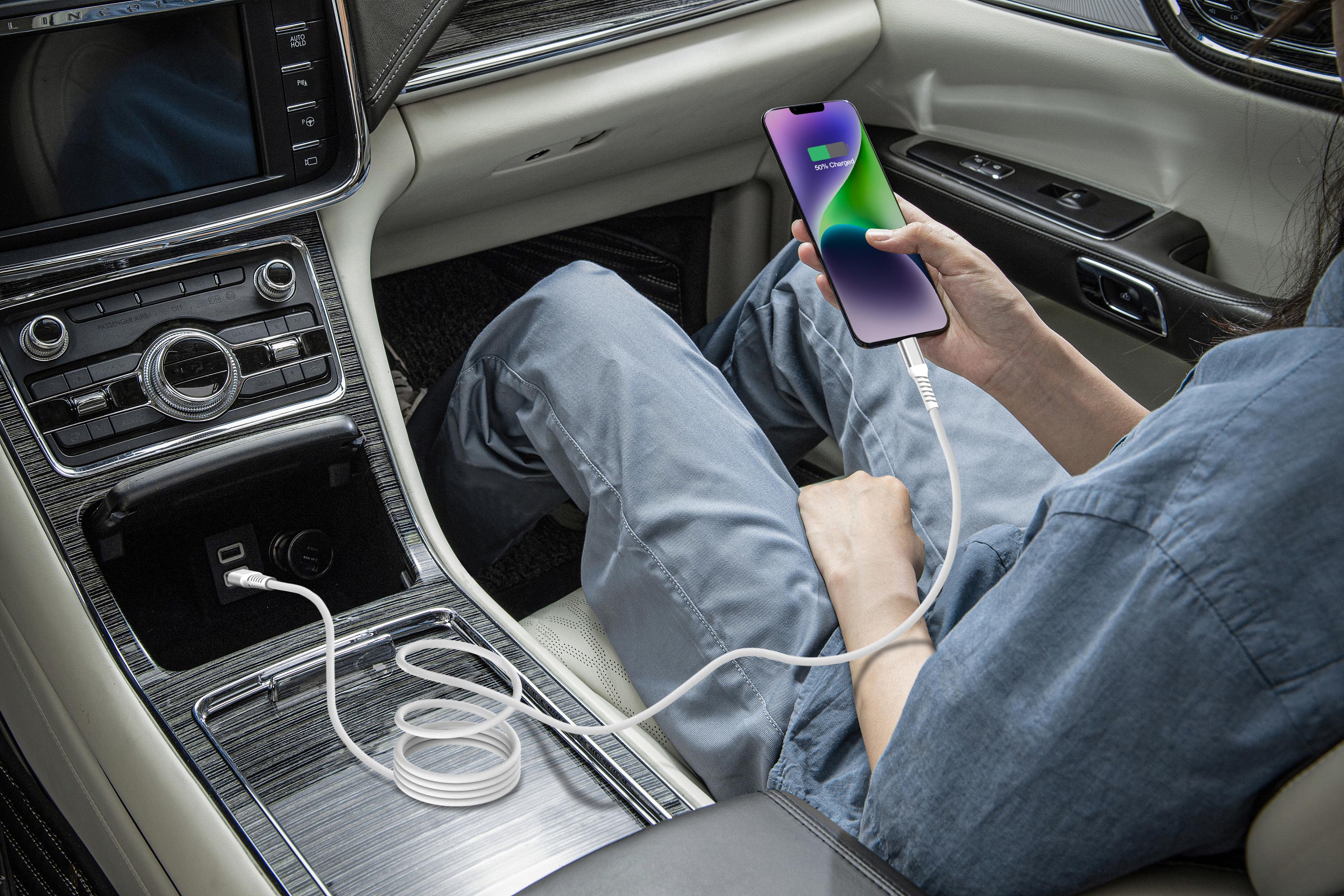 Nevox USB-C zu USB-C Kabel 240 W aufrollbar 1 m weiss