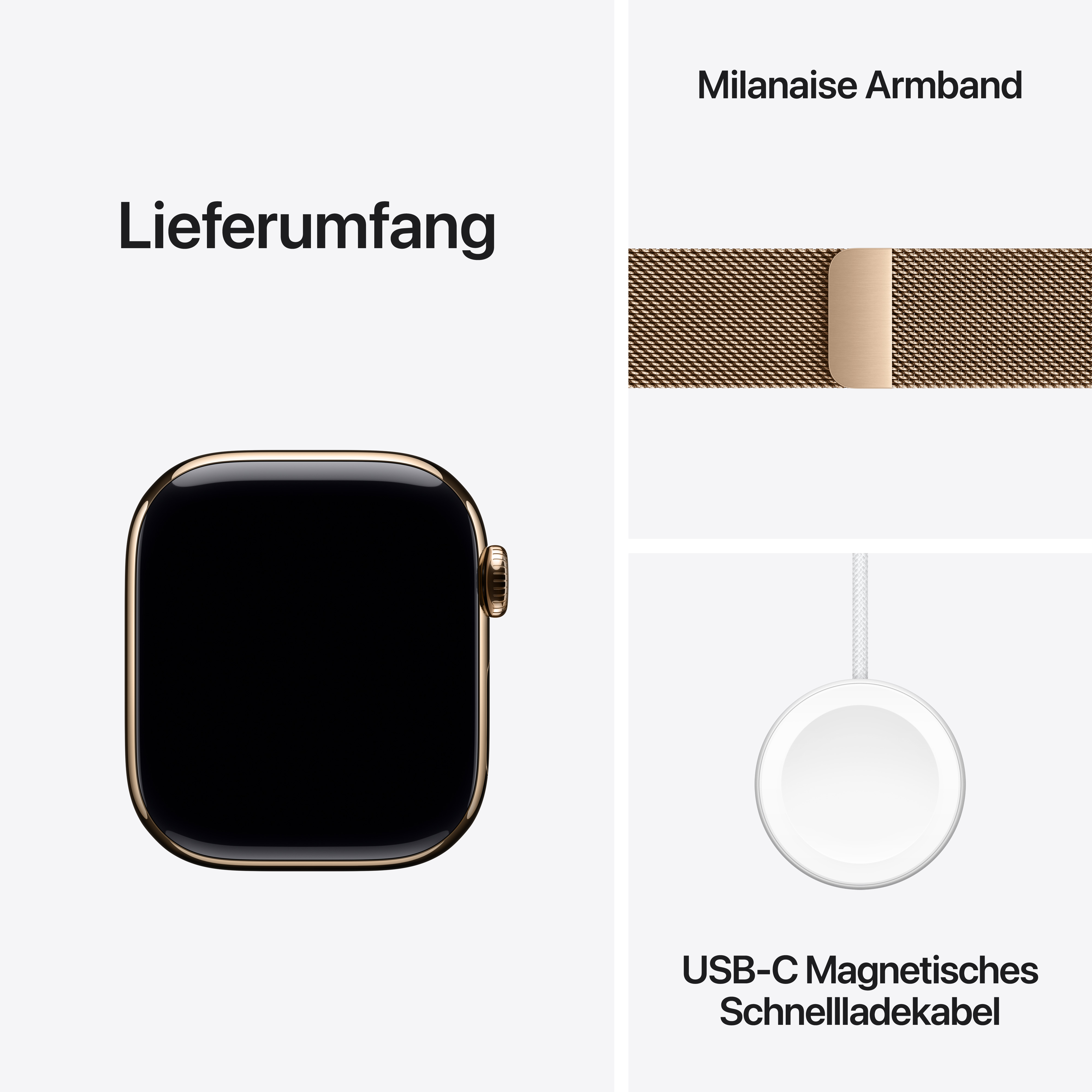 Apple W 11 Cel 42mm GT Case Gold Milanese Loop