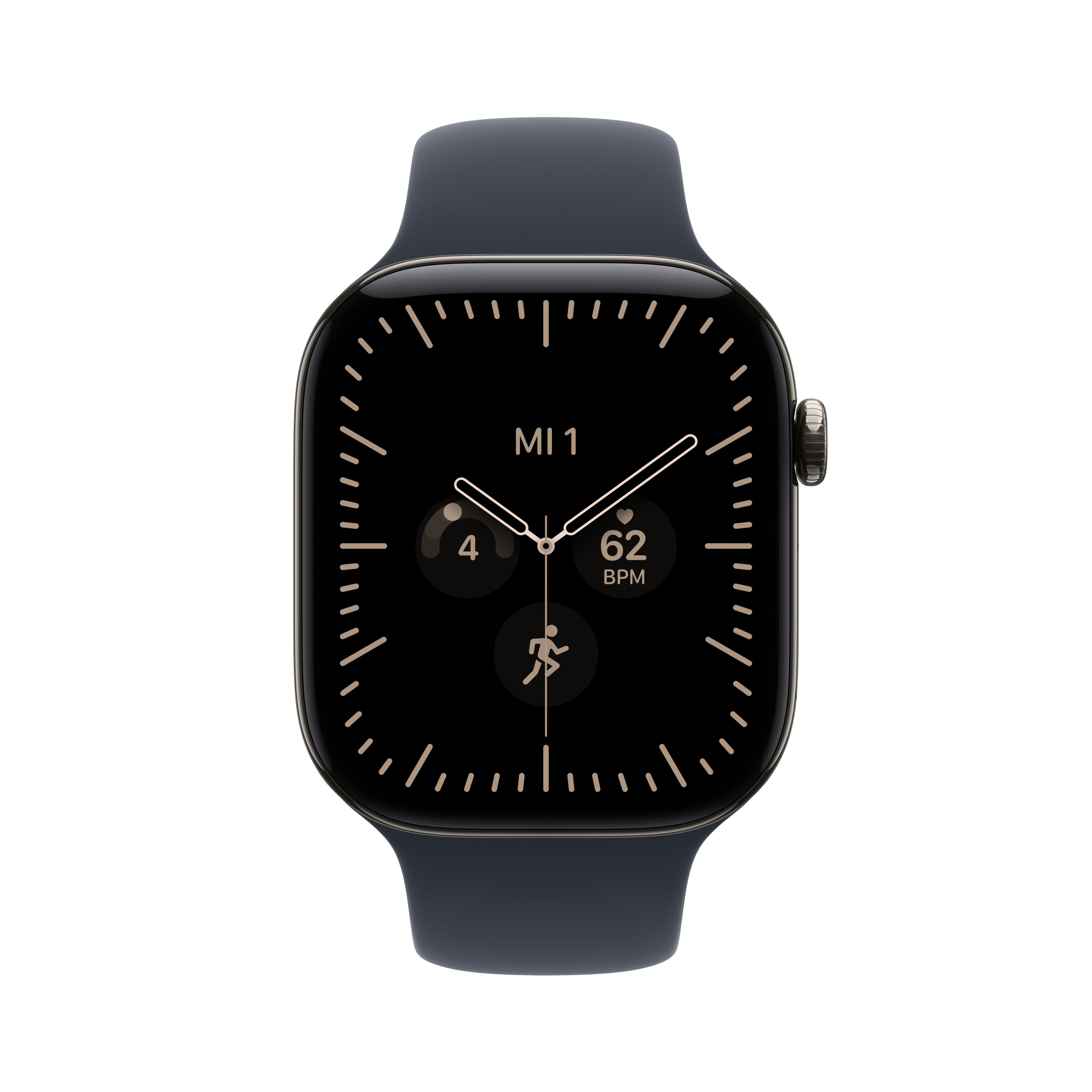 Apple Watch S12 Cell. 46mm Natural Titanium Case with Navy Blue Sport Band M/L