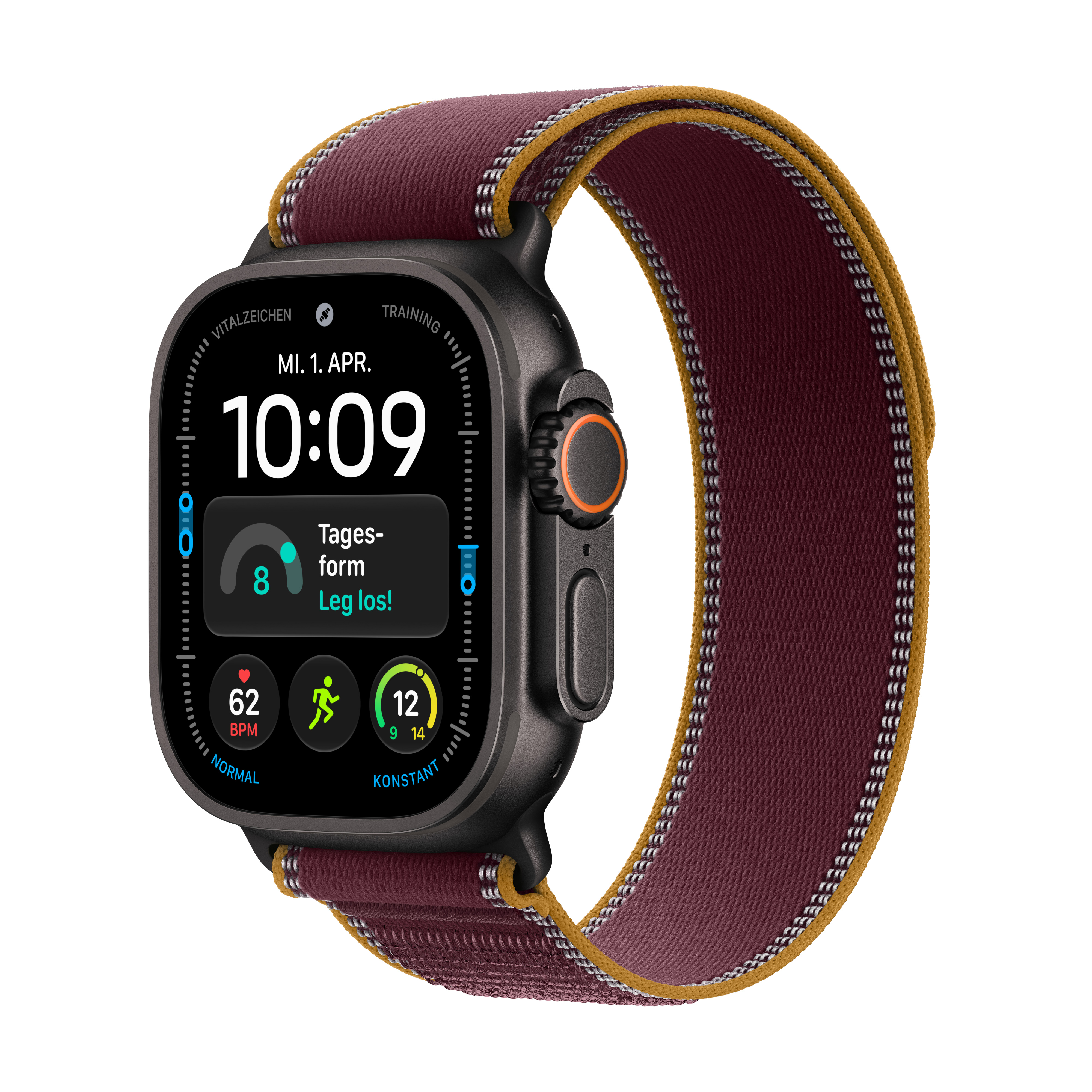 Apple Watch Ultra 4 Cell. 49mm Black Titanium Case with Burgundy Trail Loop S/M