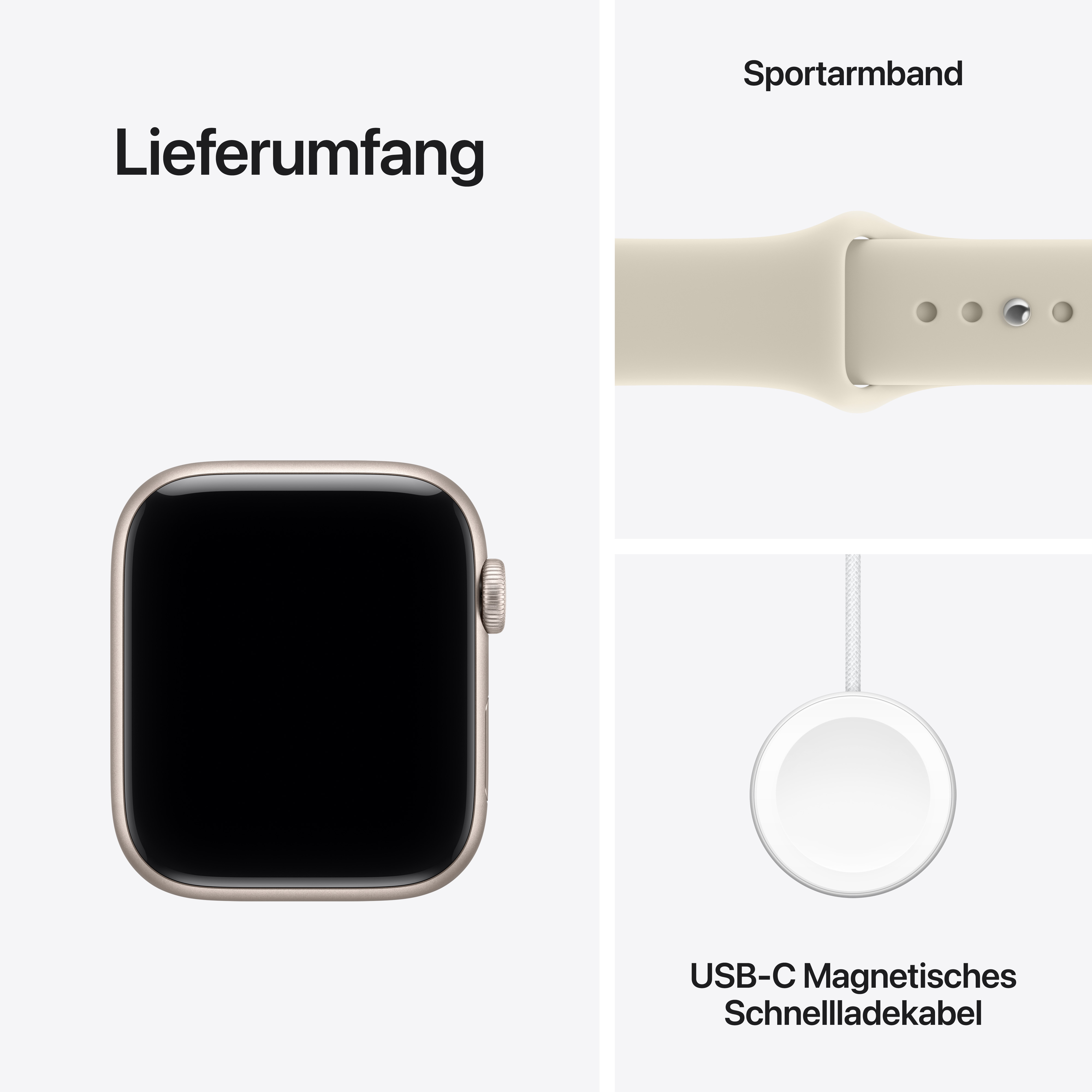 Apple Watch SE 3 Cell. 44 mm Starlight Alu Case with Sand Sport Band S/M