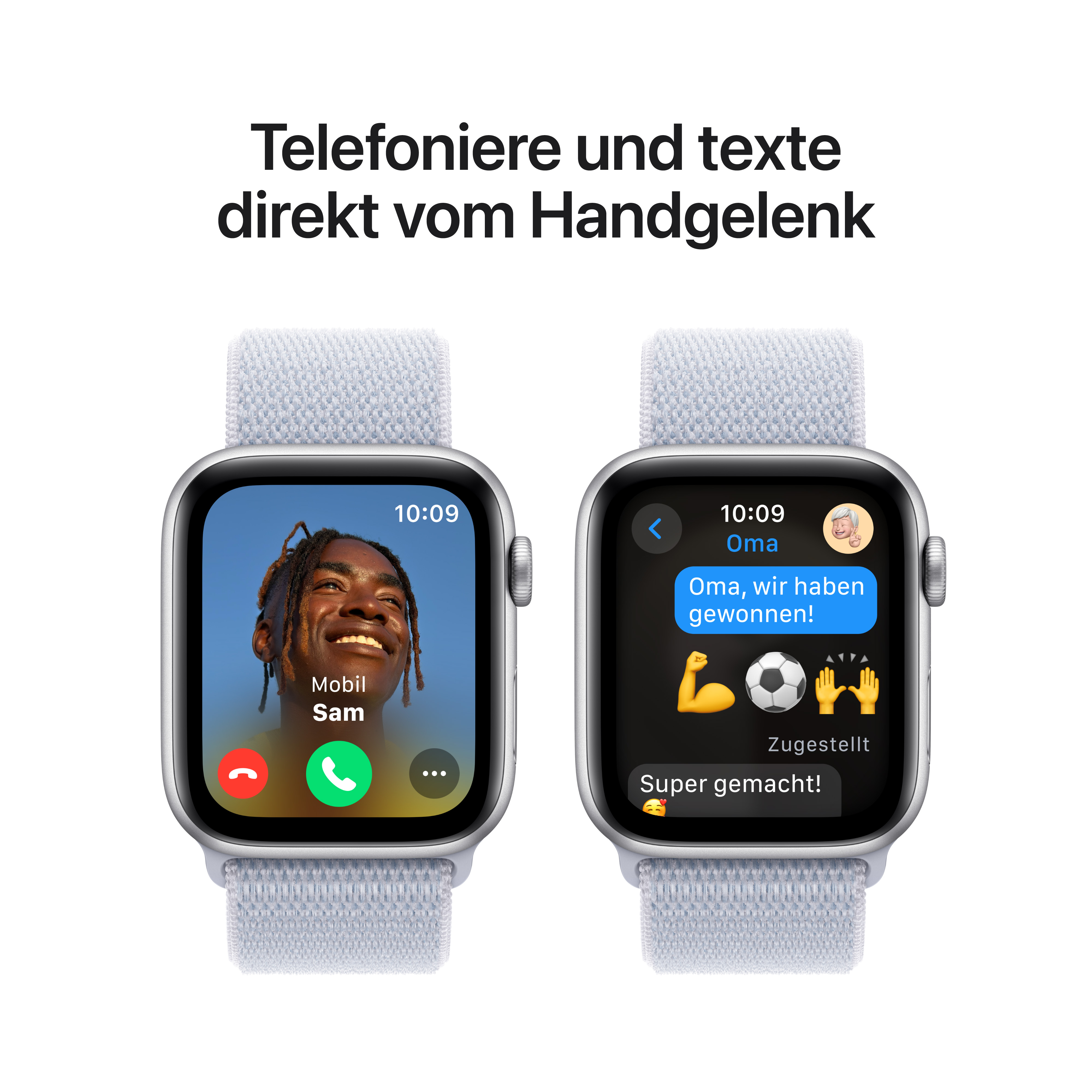 Apple Watch SE GPS 44mm Alu Silver Blue Cloud Sport Loop