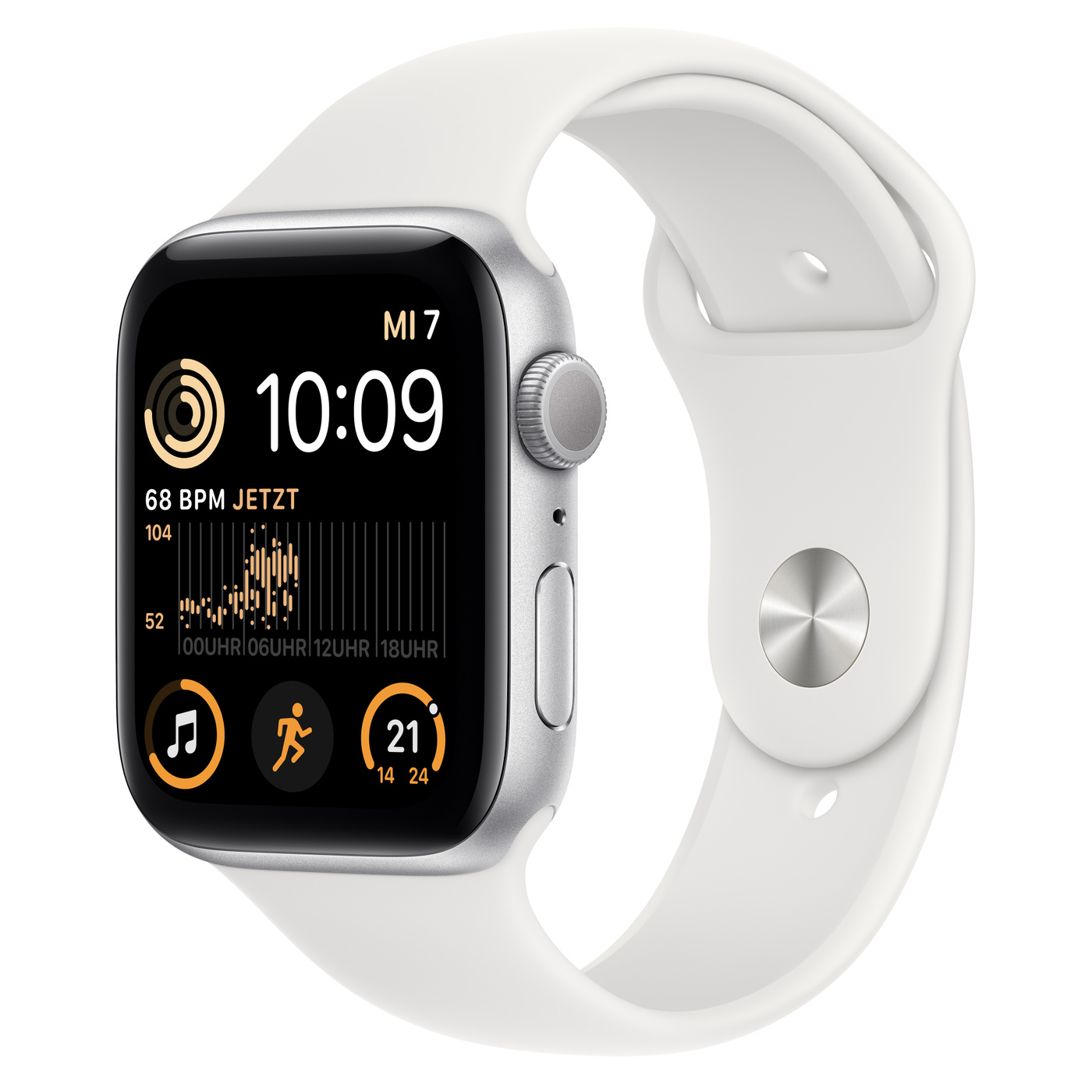 Apple Watch SE GPS 44 mm Alu Silver + White Sport Band