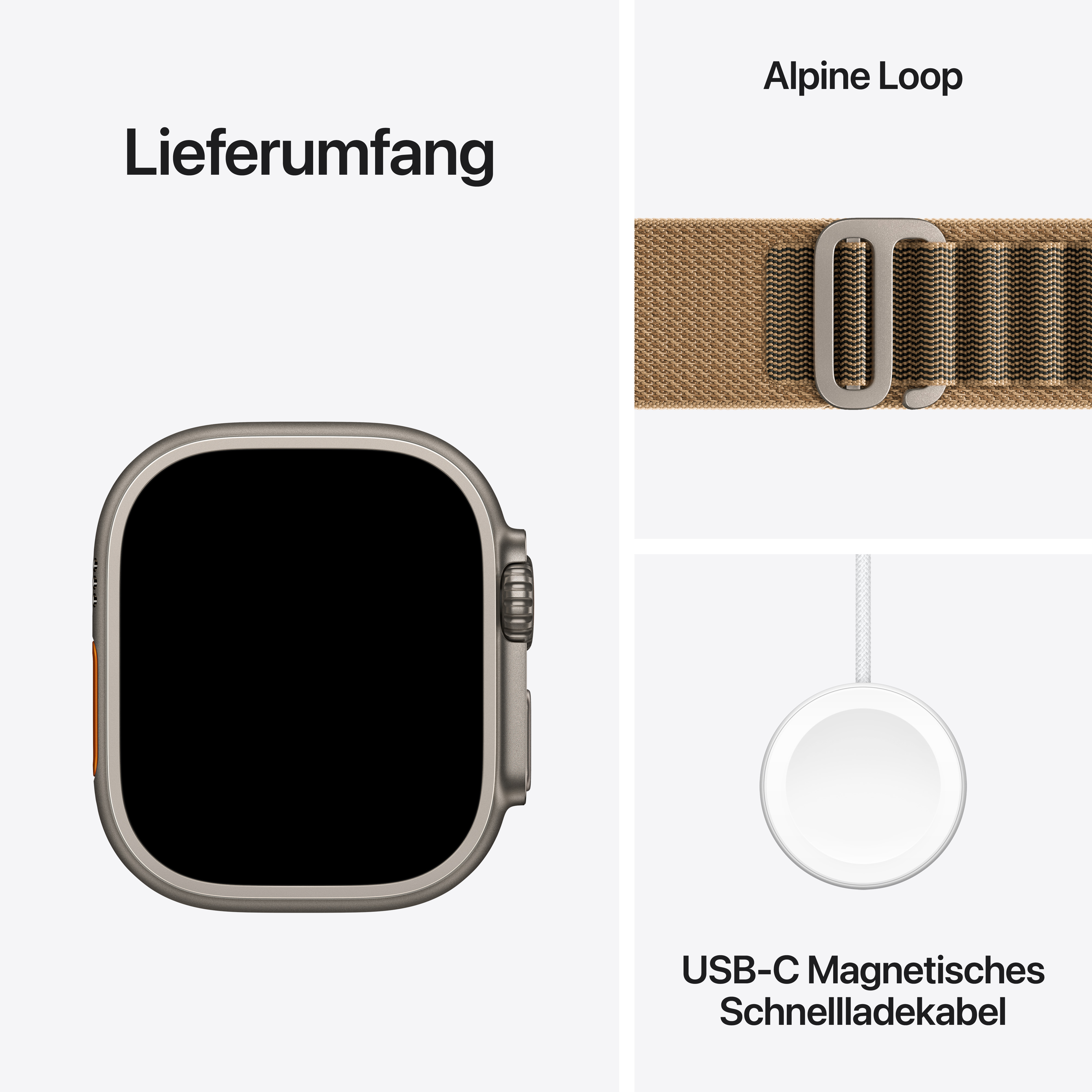 Apple Watch Ultra 4 Cell. 49mm Natural Titanium Case with Desert Alpine Loop L