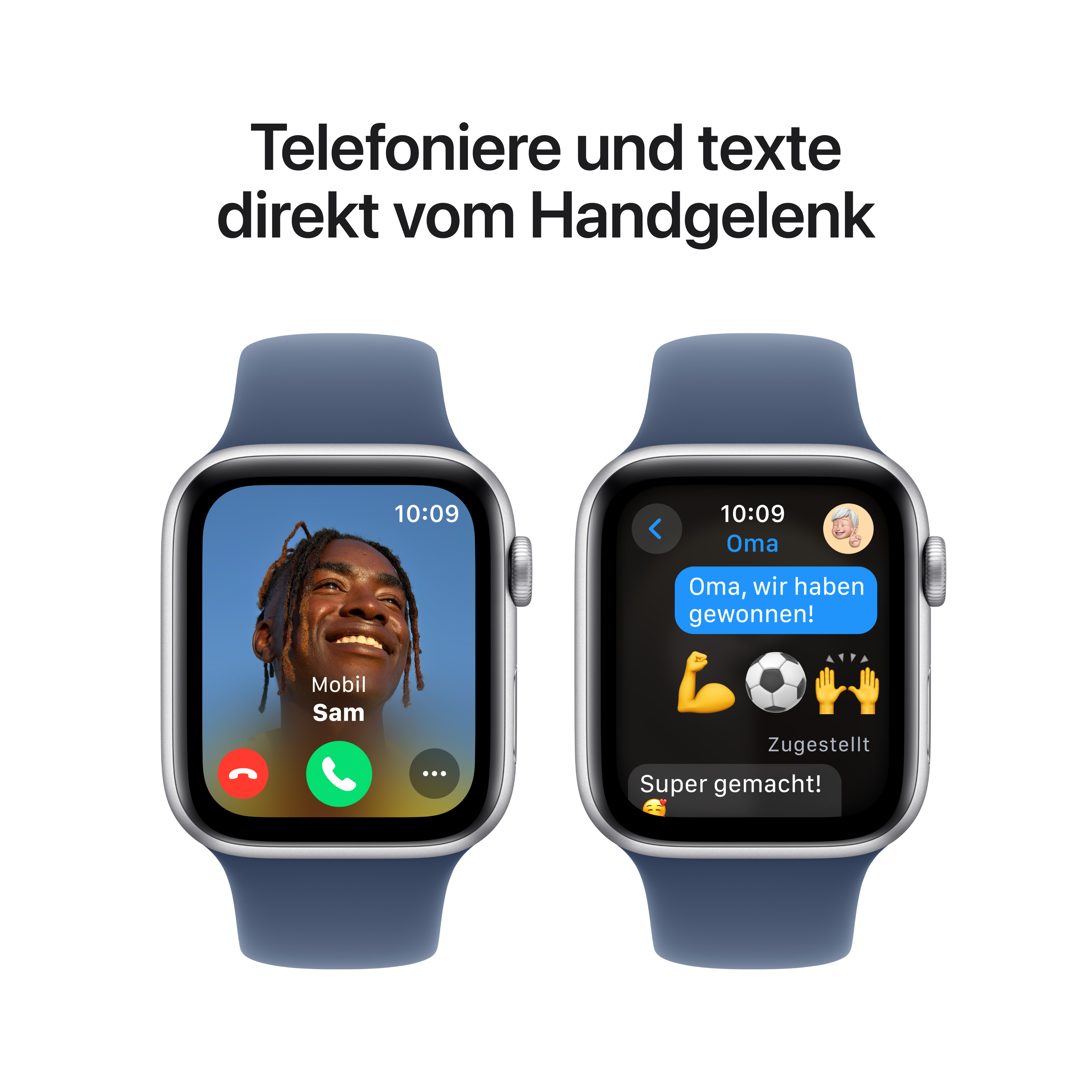 Apple Watch SE GPS 44mm Alu Silver Denim Sport Band S/M