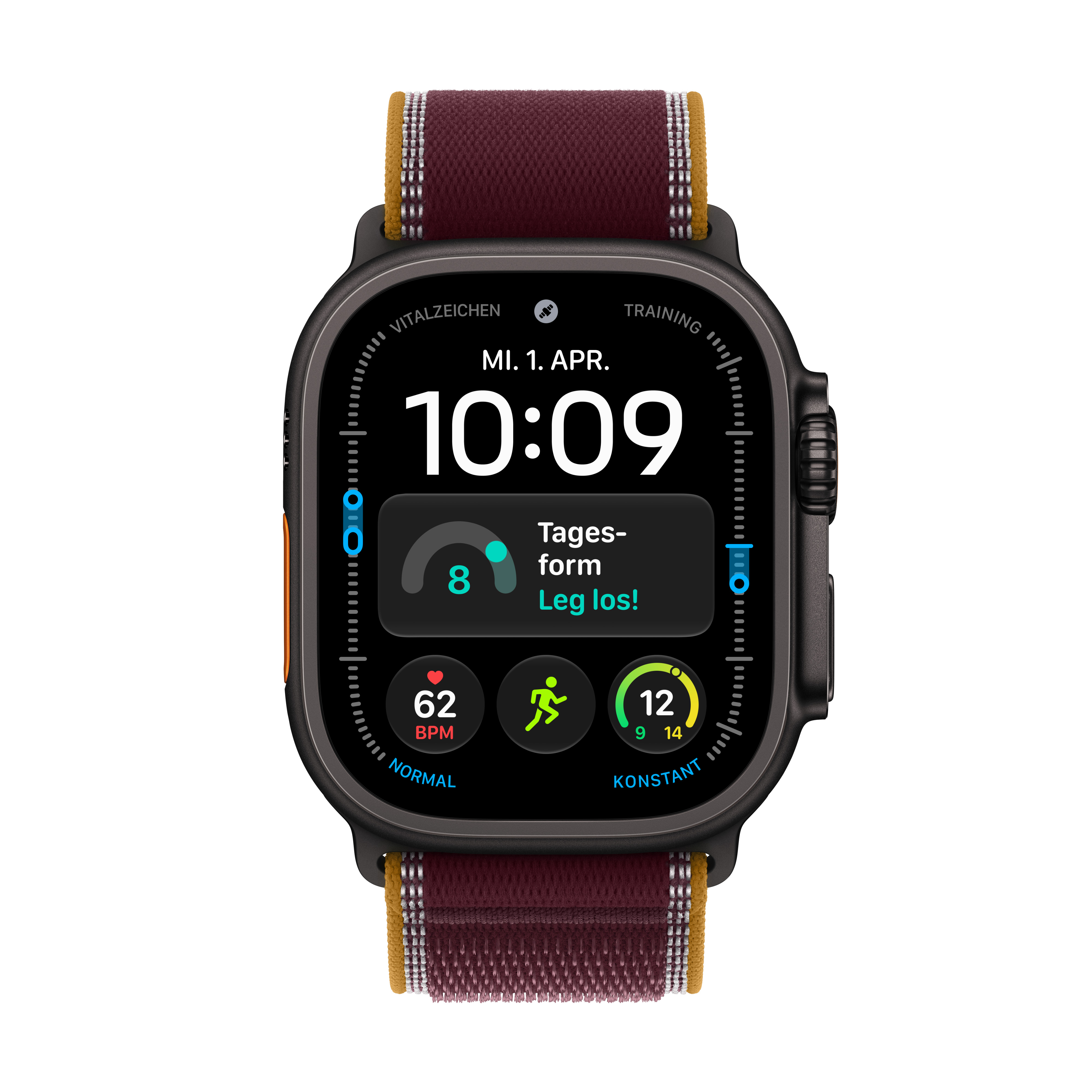 Apple Watch Ultra 4 Cell. 49mm Black Titanium Case with Burgundy Trail Loop M/L
