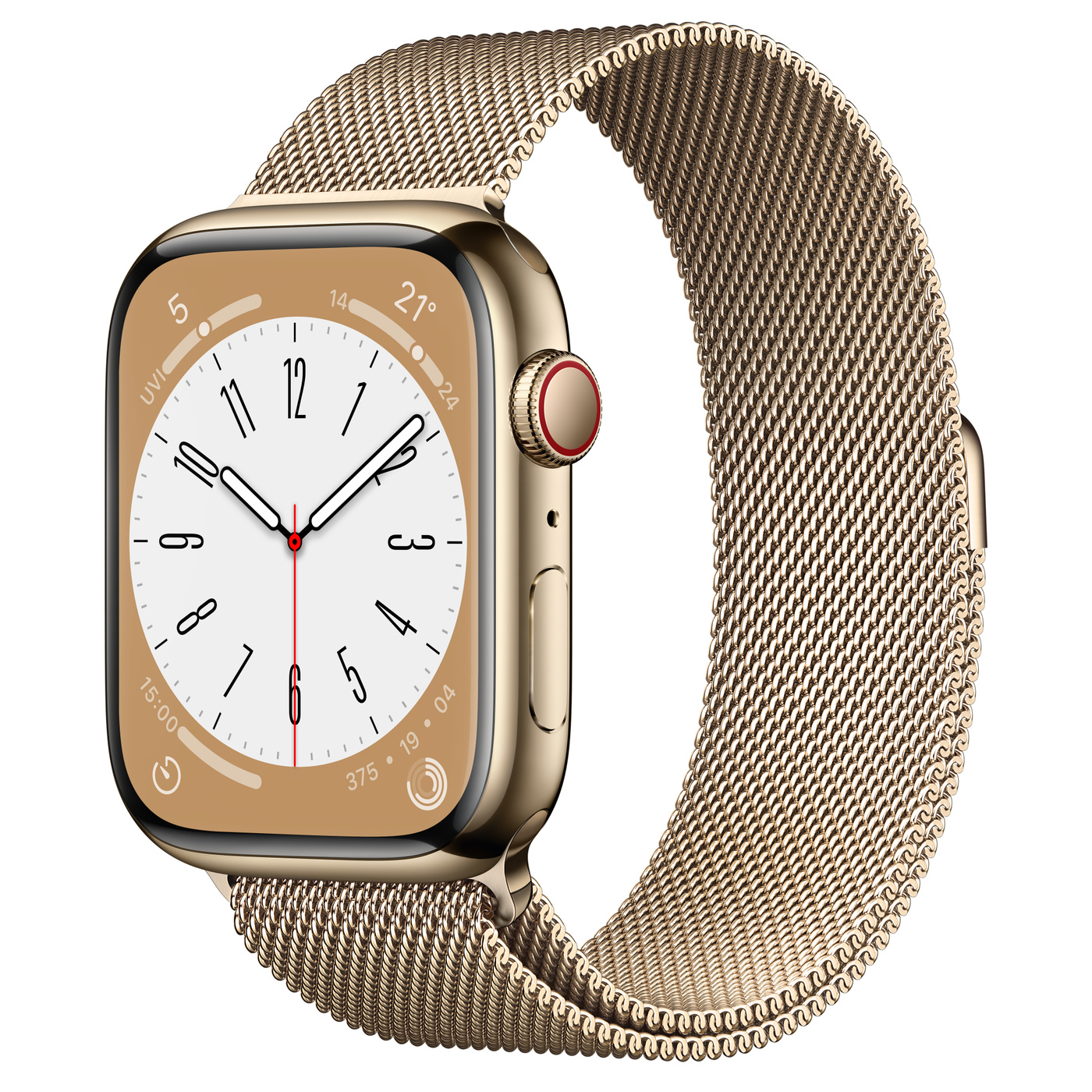 Apple Watch S8 CEL 45 mm Steel Gold + Milanese Loop 