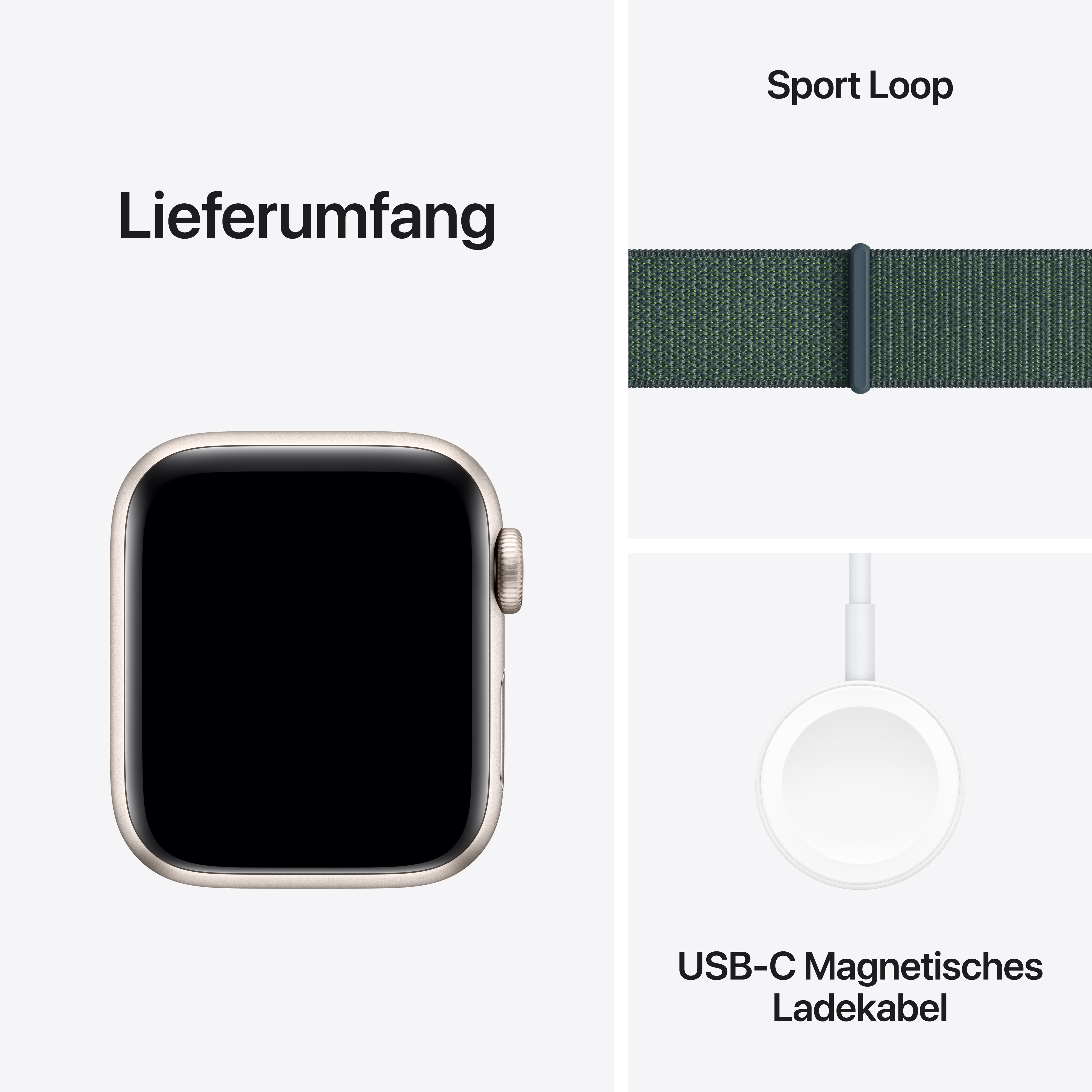 Apple Watch SE GPS 40 mm Alu Starlight Lake Green Sport Loop