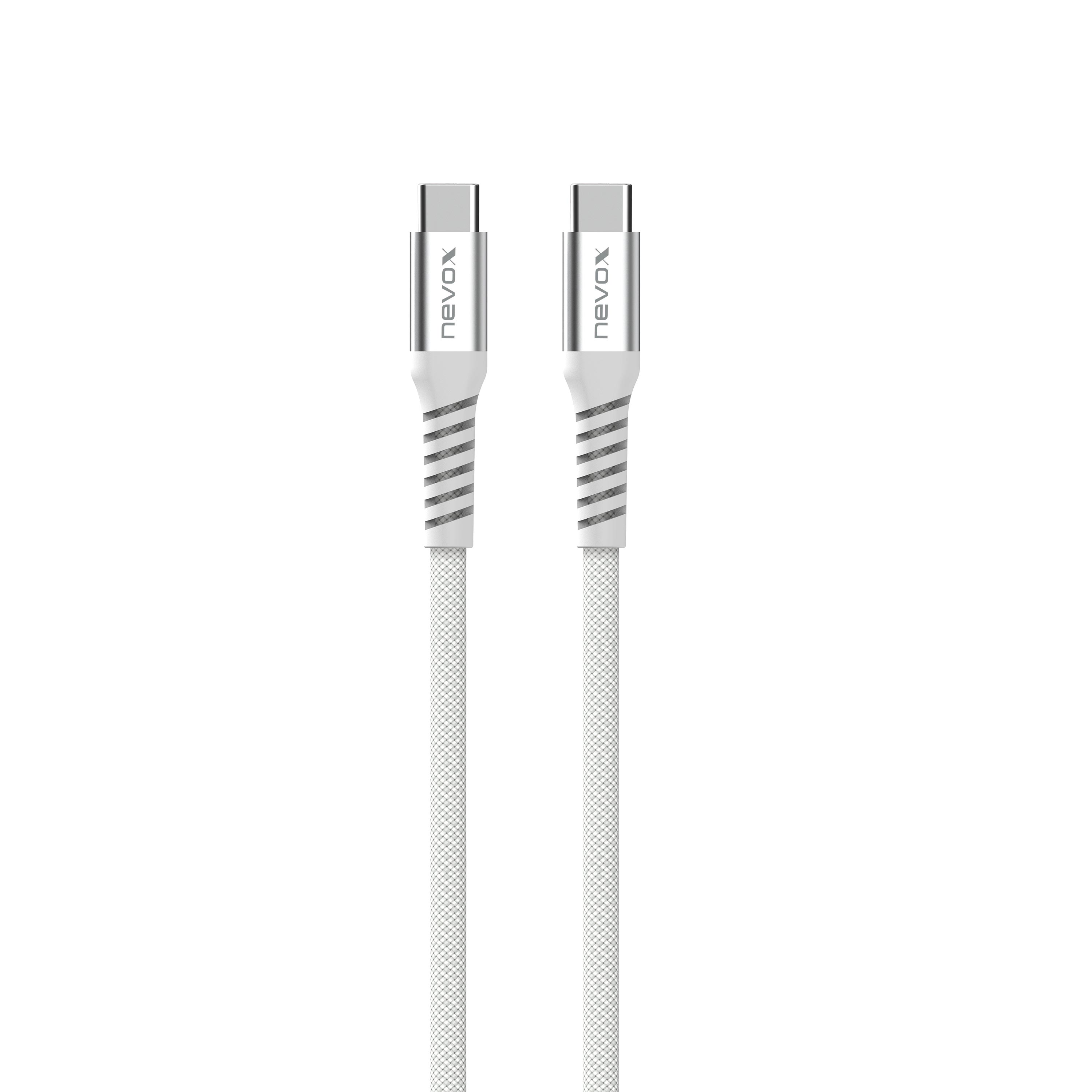 Nevox USB-C zu USB-C Kabel 240 W aufrollbar 1 m weiss